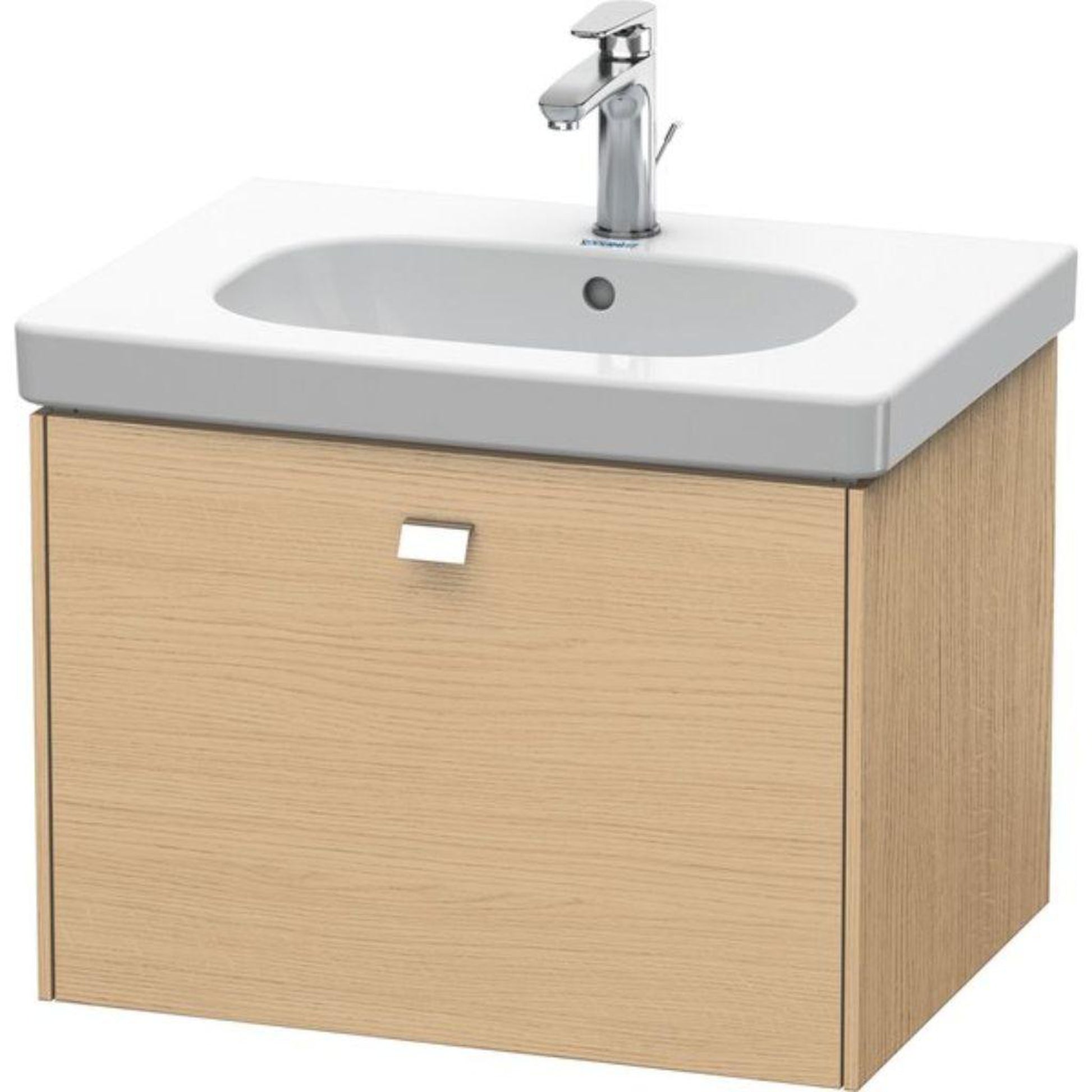 Duravit Brioso BR40450 24" x 18" x 18" One Drawer Wall-Mount Vanity Unit in Natural Oak and Chrome Handle