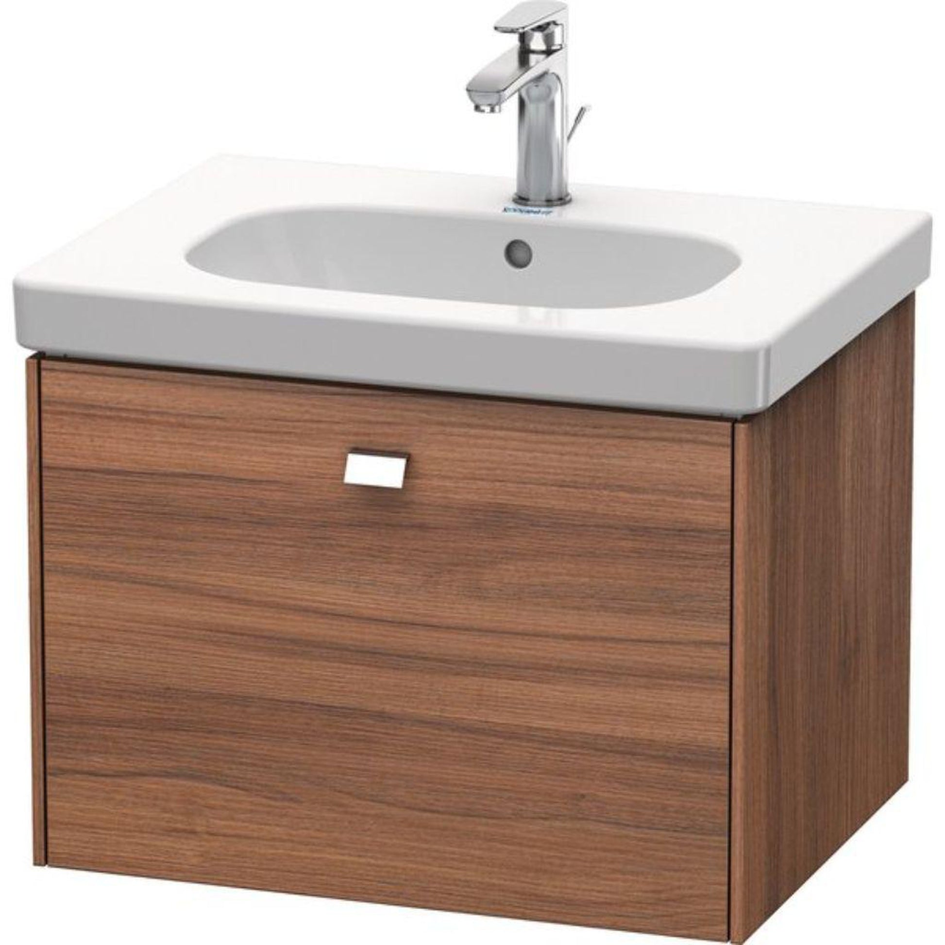 Duravit Brioso BR40450 24" x 18" x 18" One Drawer Wall-Mount Vanity Unit in Natural Walnut and Chrome Handle