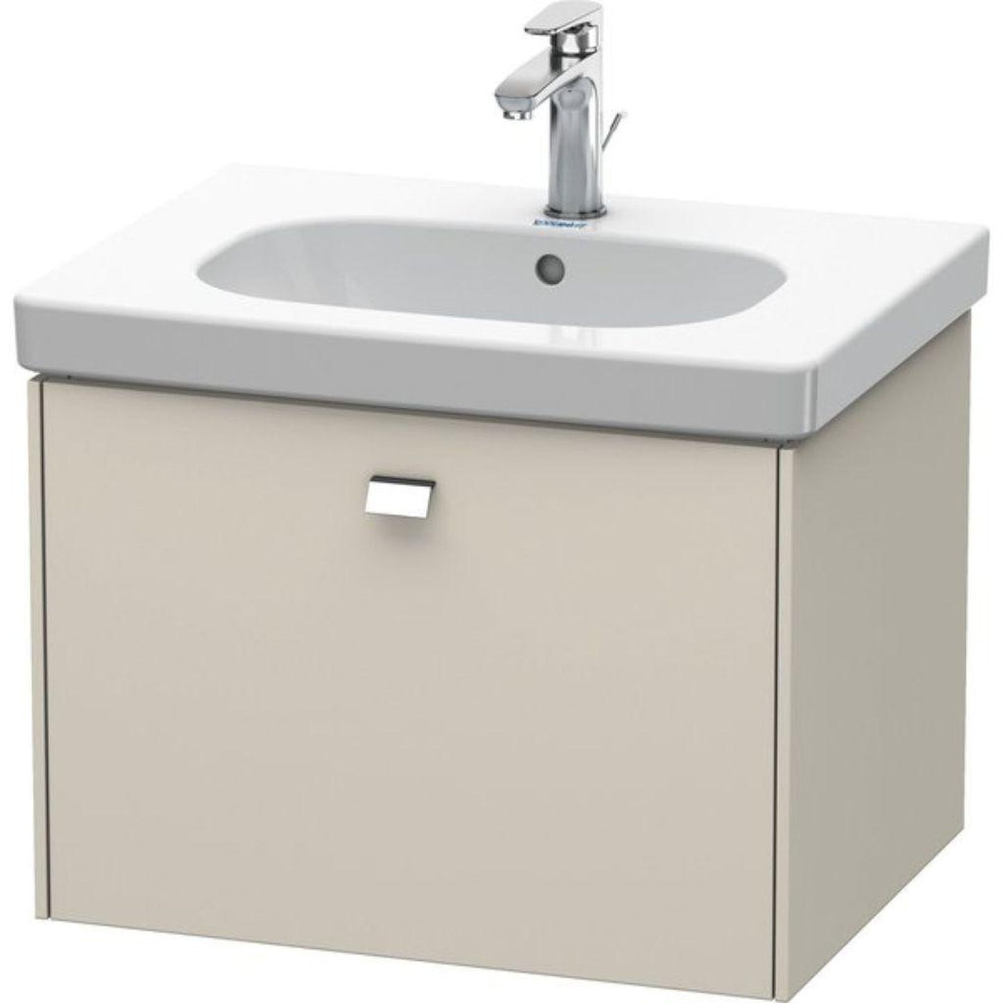 Duravit Brioso BR40450 24" x 18" x 18" One Drawer Wall-Mount Vanity Unit in Taupe and Chrome Handle