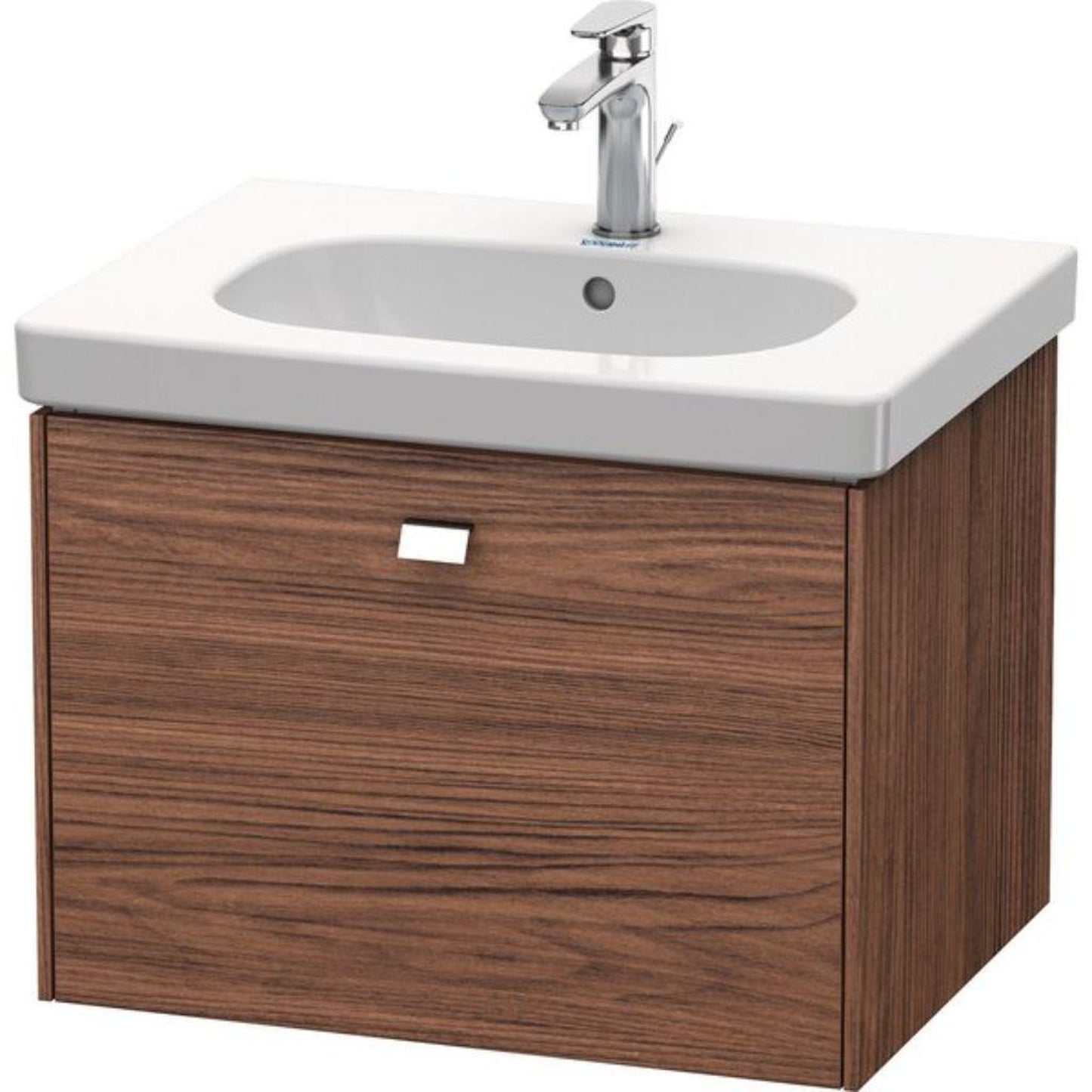 Duravit Brioso BR40450 24" x 18" x 18" One Drawer Wall-Mount Vanity Unit in Walnut Dark and Chrome Handle