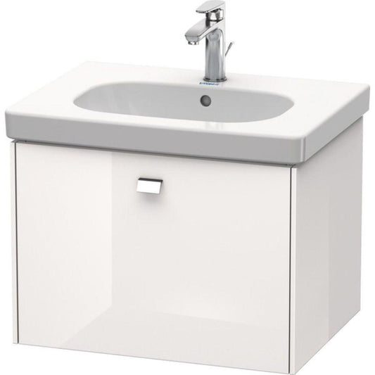Duravit Brioso BR40450 24" x 18" x 18" One Drawer Wall-Mount Vanity Unit in White High Gloss and Chrome Handle