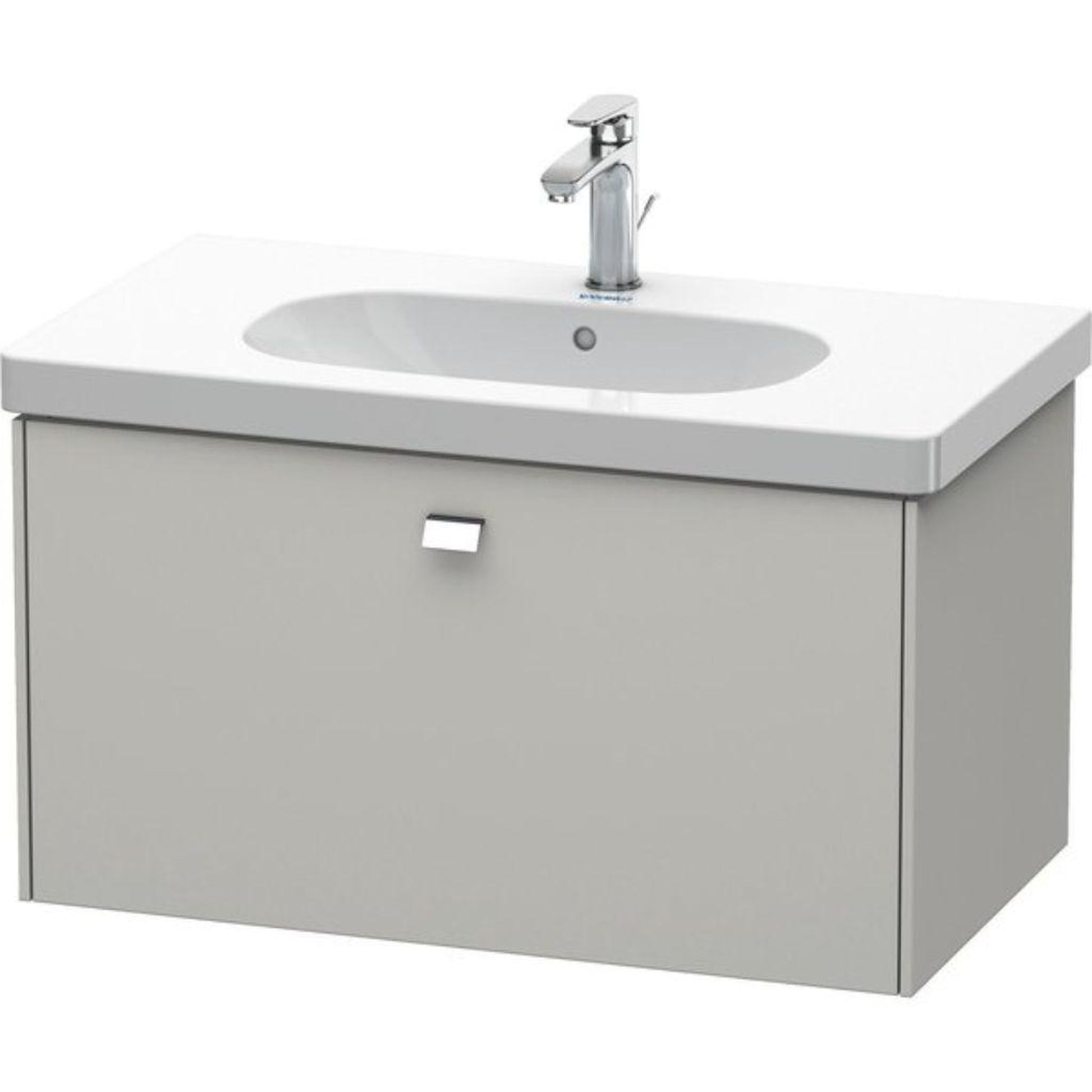 Duravit Brioso BR40460 32" x 18" x 18" One Drawer Wall-Mount Vanity Unit in Concrete Grey Matt and Chrome Handle