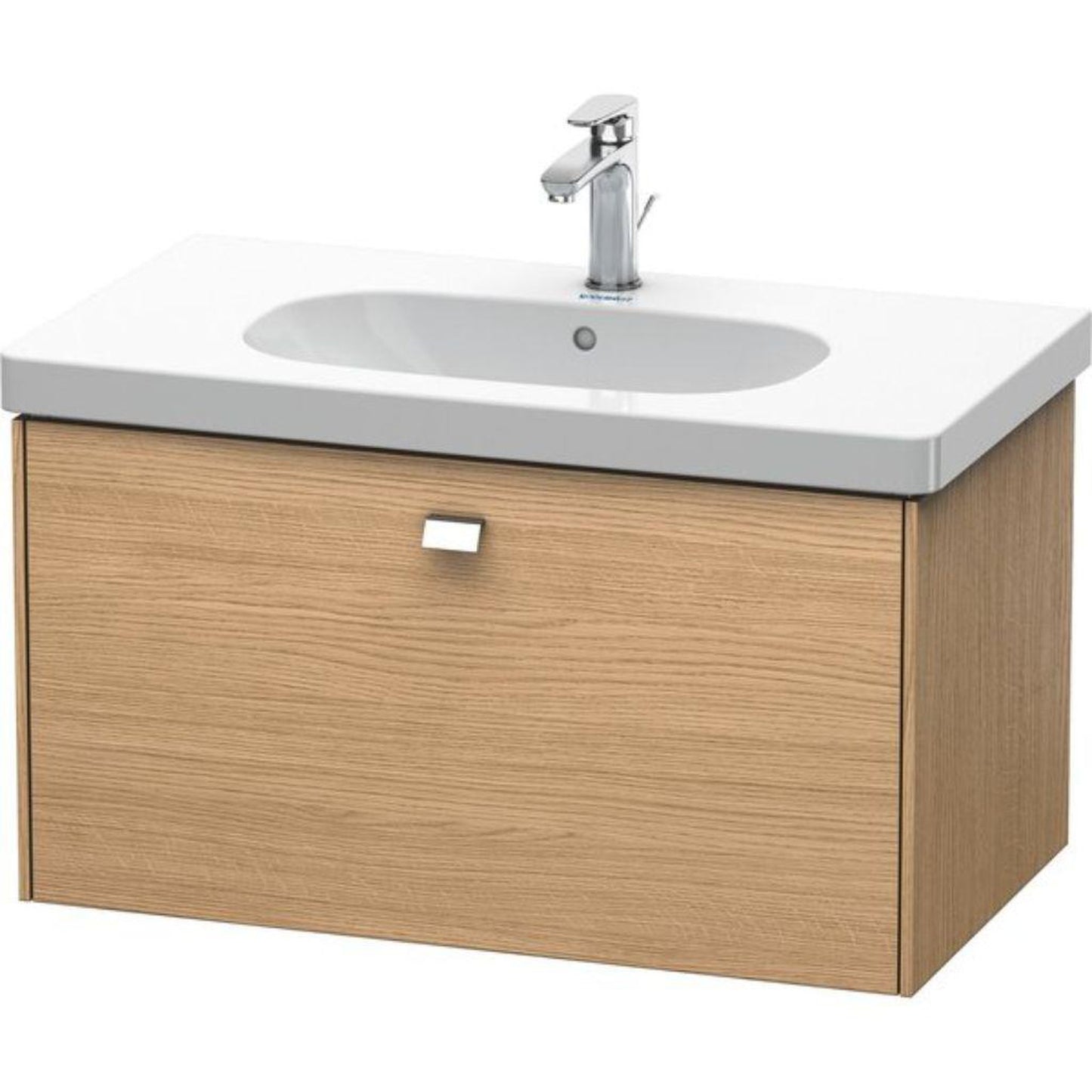 Duravit Brioso BR40460 32" x 18" x 18" One Drawer Wall-Mount Vanity Unit in European Oak and Chrome Handle