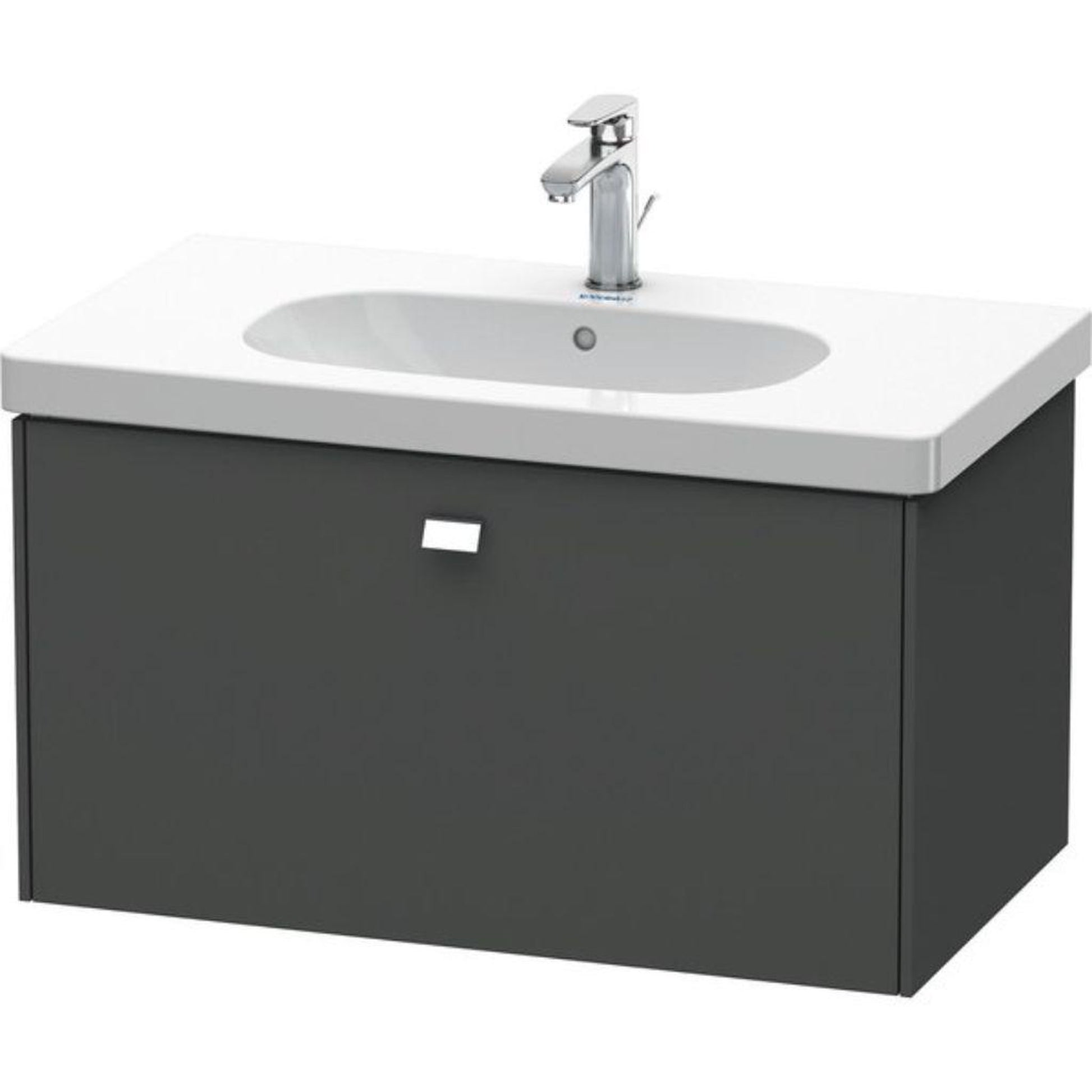 Duravit Brioso BR40460 32" x 18" x 18" One Drawer Wall-Mount Vanity Unit in Graphite Matt and Chrome Handle