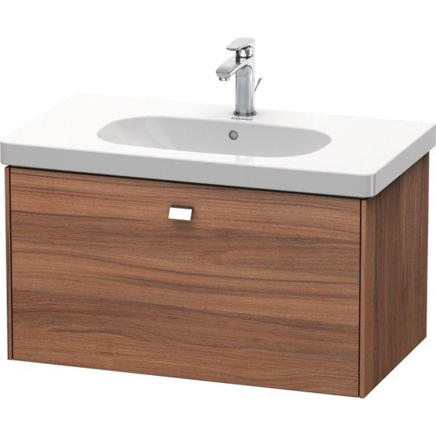 Duravit Brioso BR40460 32" x 18" x 18" One Drawer Wall-Mount Vanity Unit in Natural Walnut and Chrome Handle