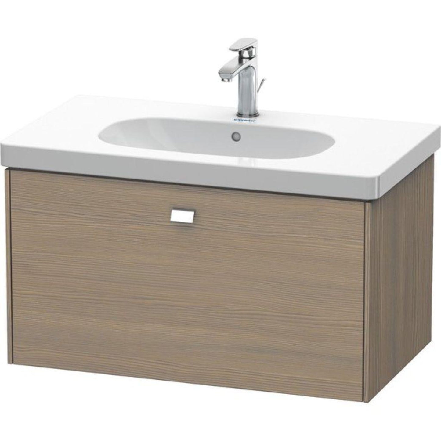 Duravit Brioso BR40460 32" x 18" x 18" One Drawer Wall-Mount Vanity Unit in Oak Terra and Chrome Handle