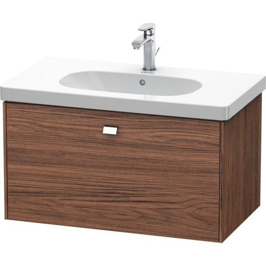 Duravit Brioso BR40460 32" x 18" x 18" One Drawer Wall-Mount Vanity Unit in Walnut Dark and Chrome Handle