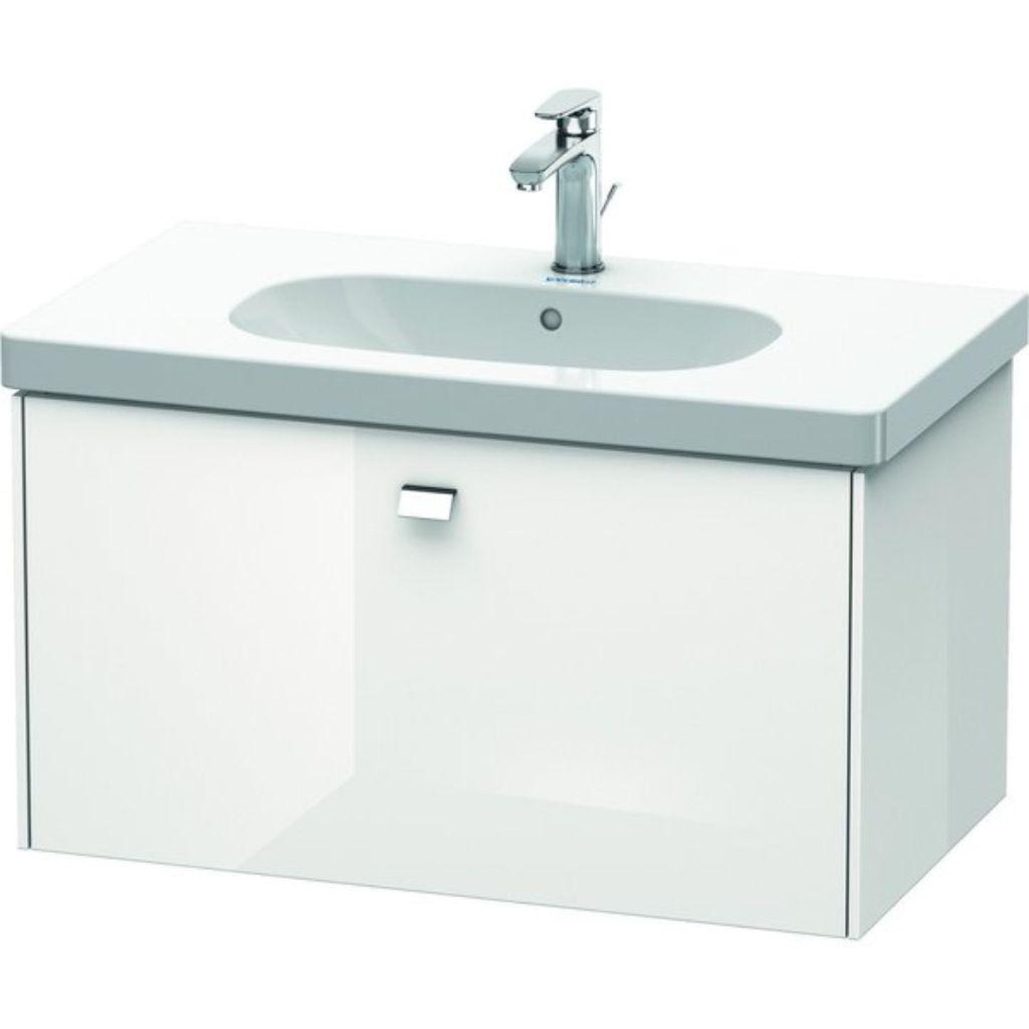 Duravit Brioso BR40460 32" x 18" x 18" One Drawer Wall-Mount Vanity Unit in White High Gloss and Chrome Handle