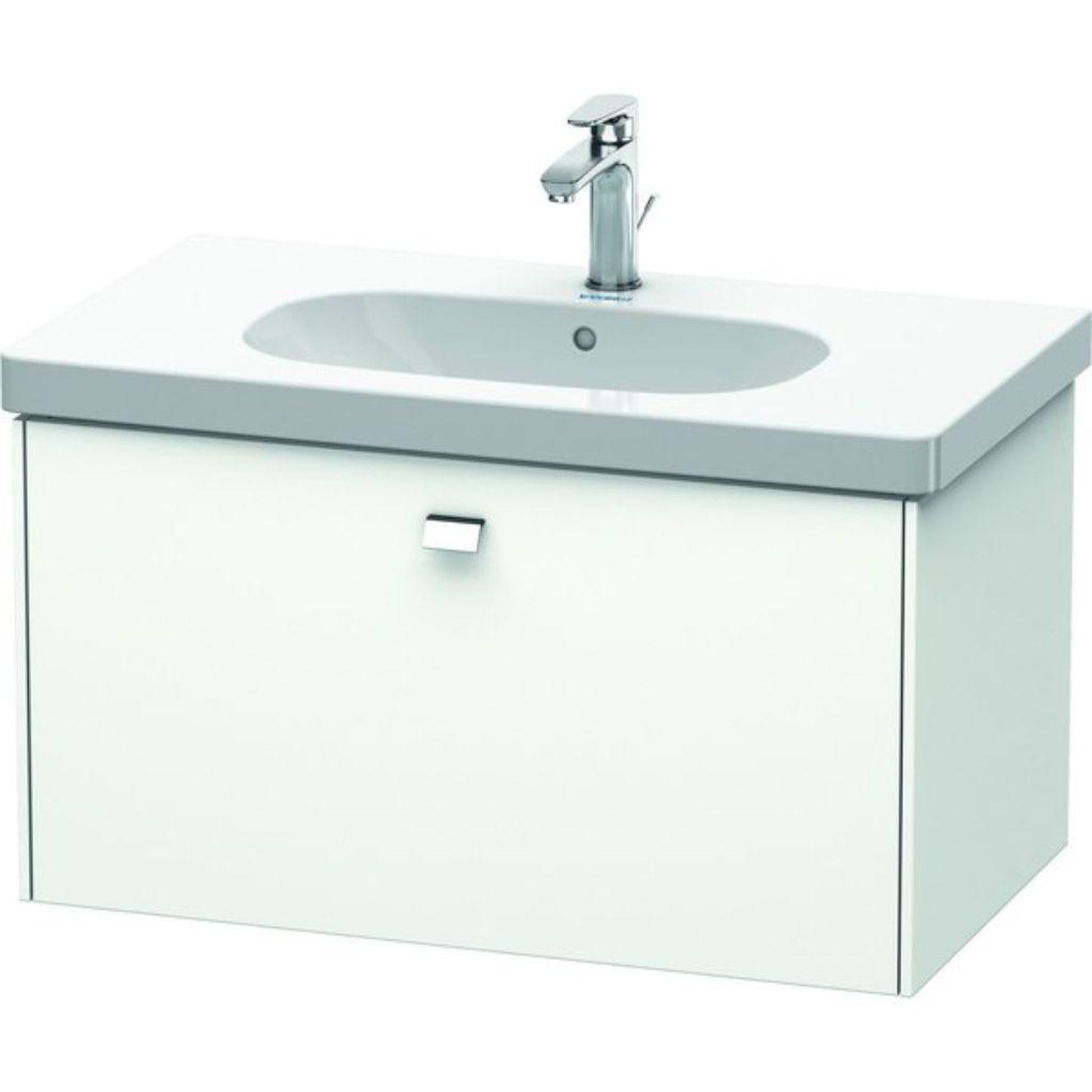 Duravit Brioso BR40460 32" x 18" x 18" One Drawer Wall-Mount Vanity Unit in White Matt and Chrome Handle