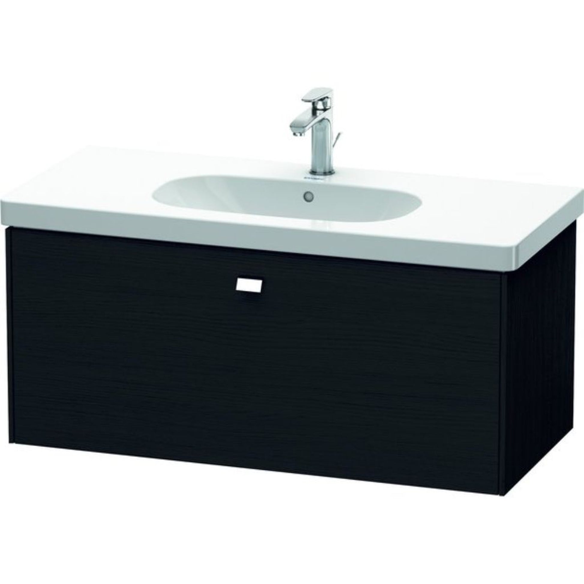 Duravit Brioso BR40470 40" x 18" x 18" One Drawer Wall-Mount Vanity Unit in Black Oak and Chrome Handle