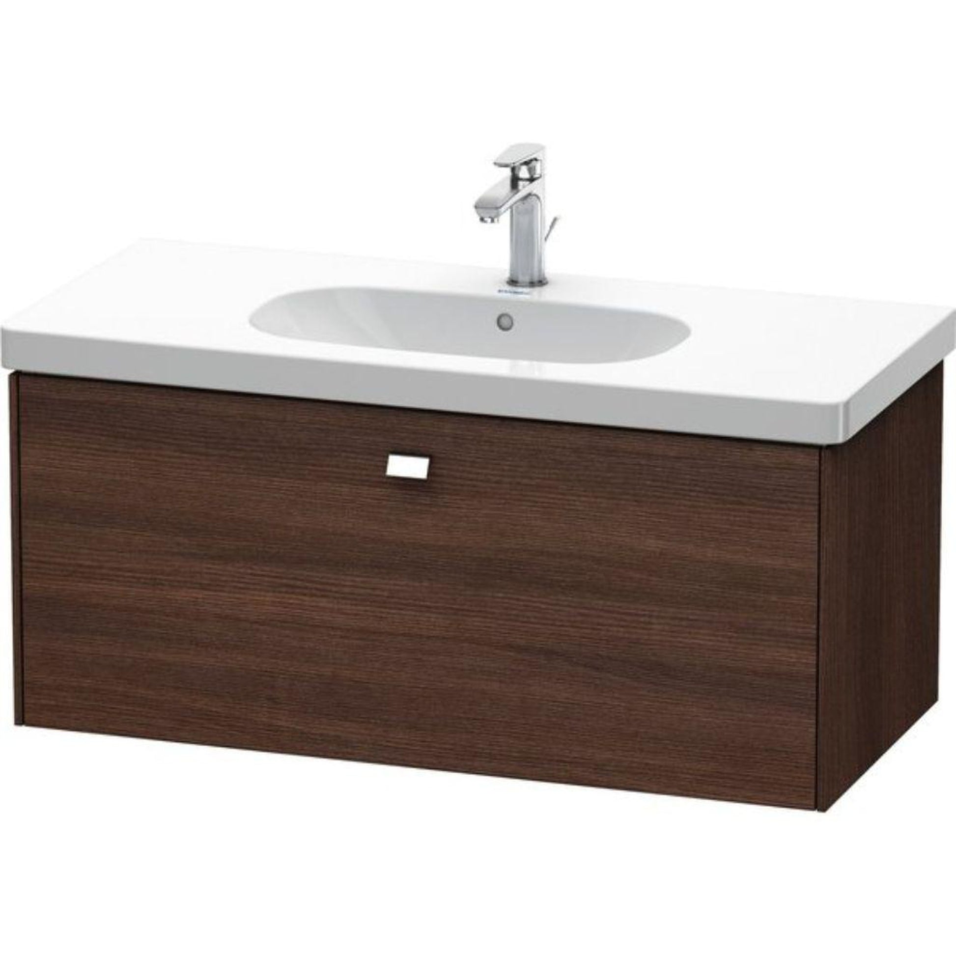 Duravit Brioso BR40470 40" x 18" x 18" One Drawer Wall-Mount Vanity Unit in Chestnut Dark and Chrome Handle