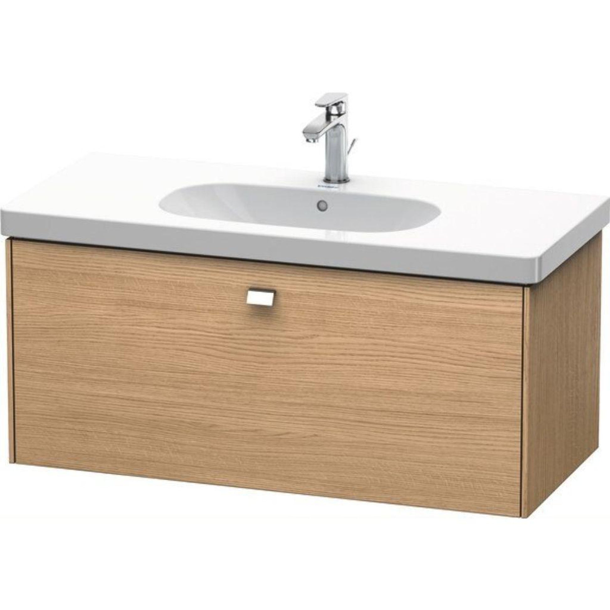 Duravit Brioso BR40470 40" x 18" x 18" One Drawer Wall-Mount Vanity Unit in European Oak and Chrome Handle