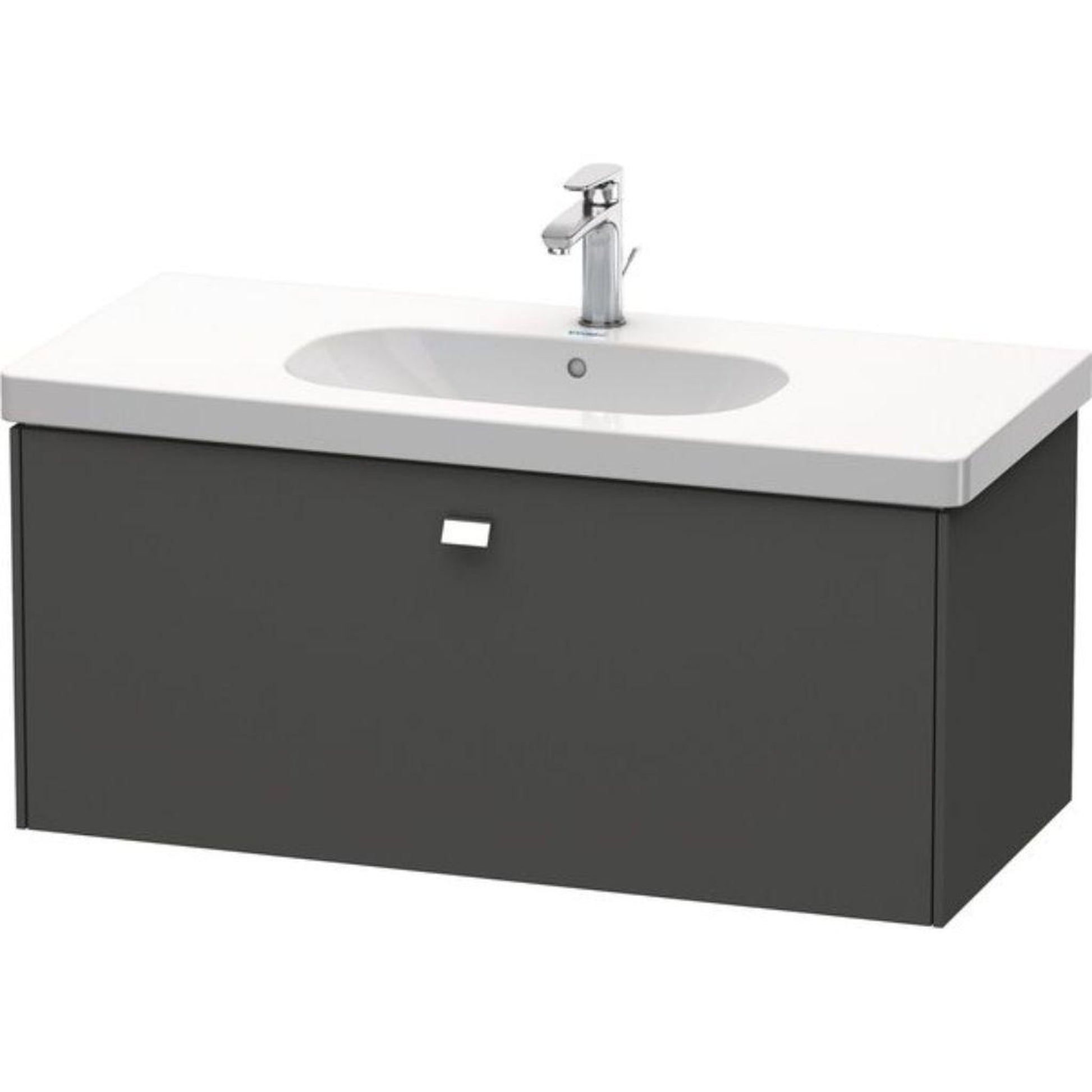 Duravit Brioso BR40470 40" x 18" x 18" One Drawer Wall-Mount Vanity Unit in Graphite Matt and Chrome Handle