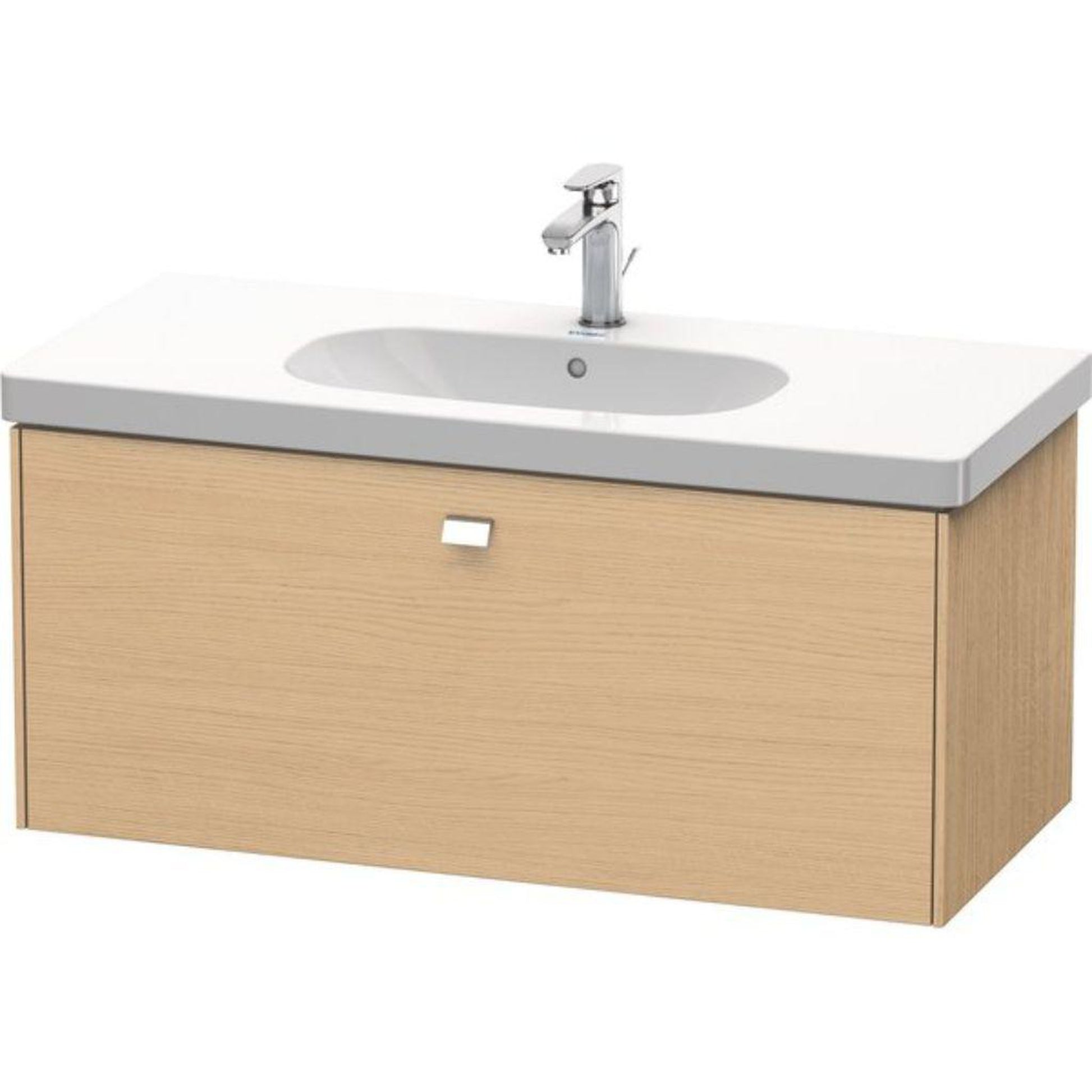 Duravit Brioso BR40470 40" x 18" x 18" One Drawer Wall-Mount Vanity Unit in Natural Oak and Chrome Handle