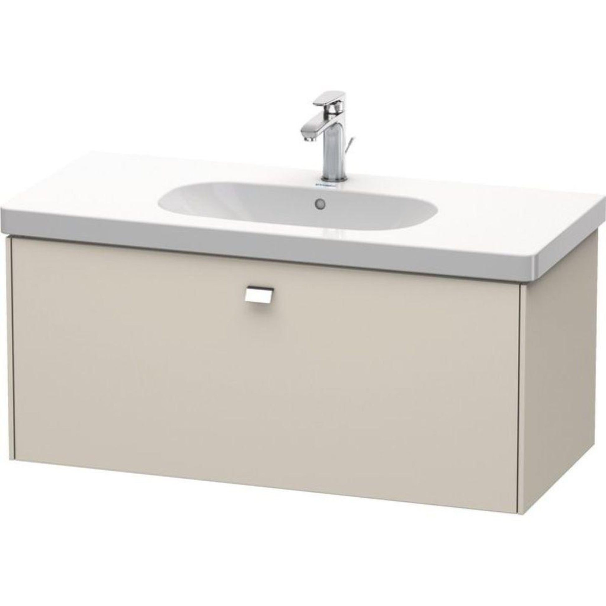 Duravit Brioso BR40470 40" x 18" x 18" One Drawer Wall-Mount Vanity Unit in Taupe and Chrome Handle