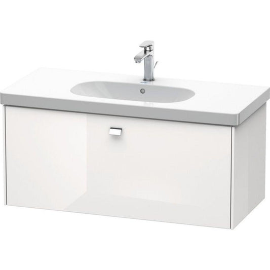 Duravit Brioso BR40470 40" x 18" x 18" One Drawer Wall-Mount Vanity Unit in White High Gloss and Chrome Handle