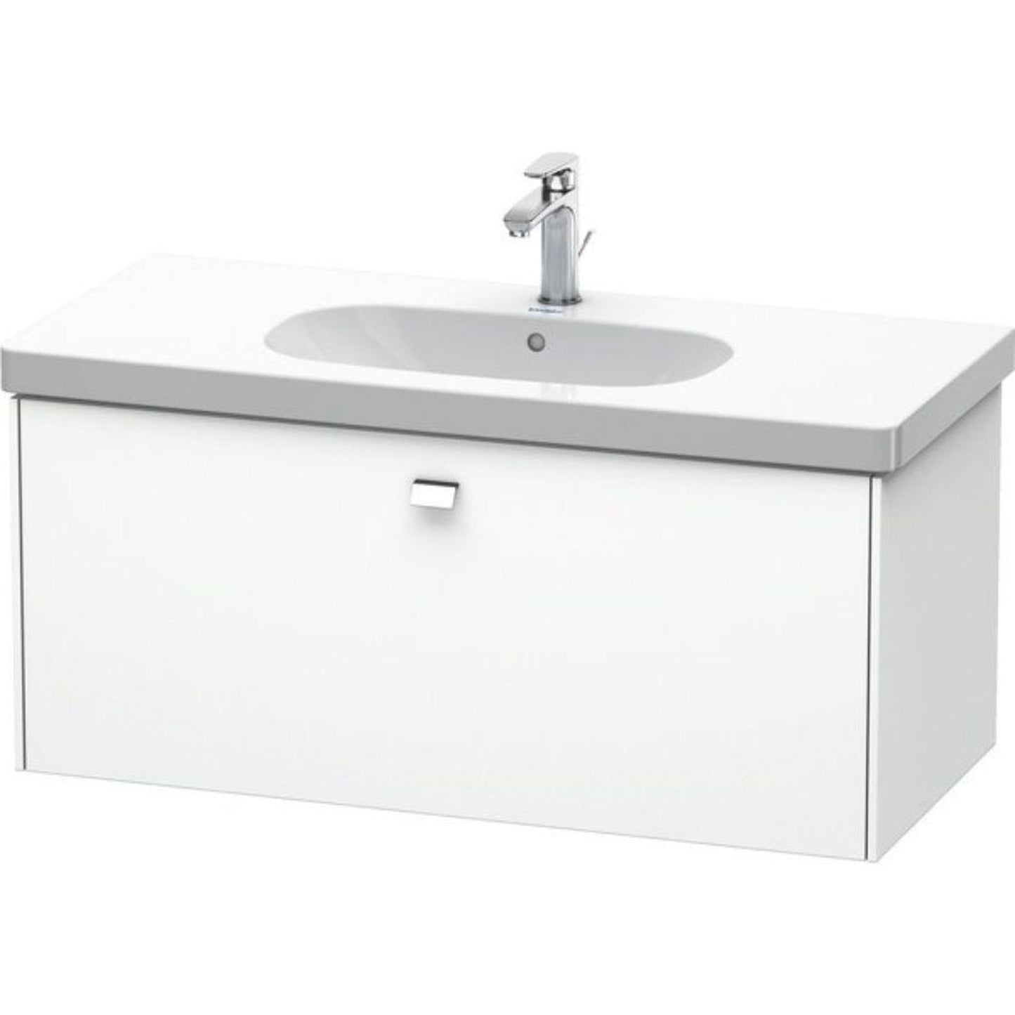 Duravit Brioso BR40470 40" x 18" x 18" One Drawer Wall-Mount Vanity Unit in White Matt and Chrome Handle