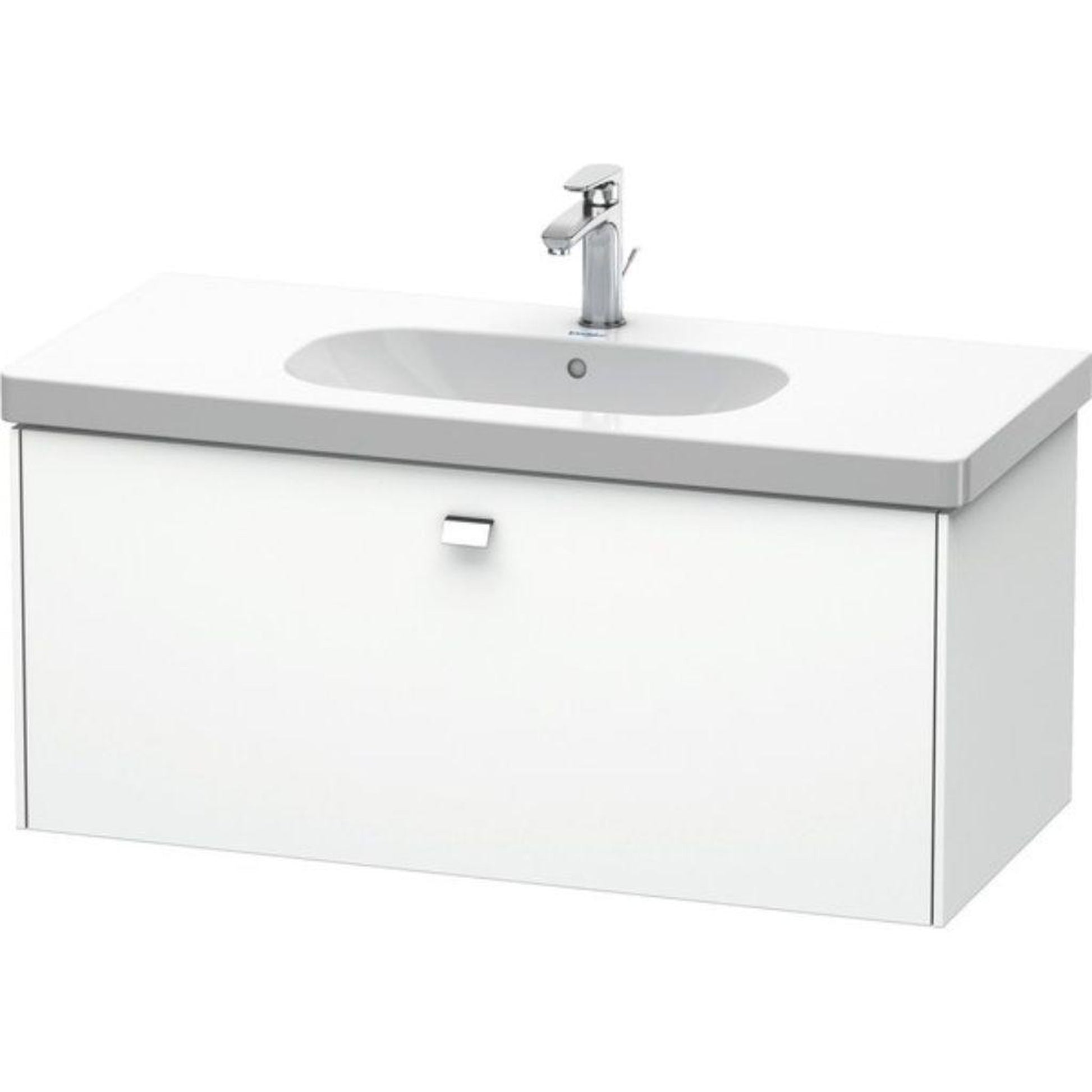Duravit Brioso BR40470 40" x 18" x 18" One Drawer Wall-Mount Vanity Unit in White Matt and Chrome Handle