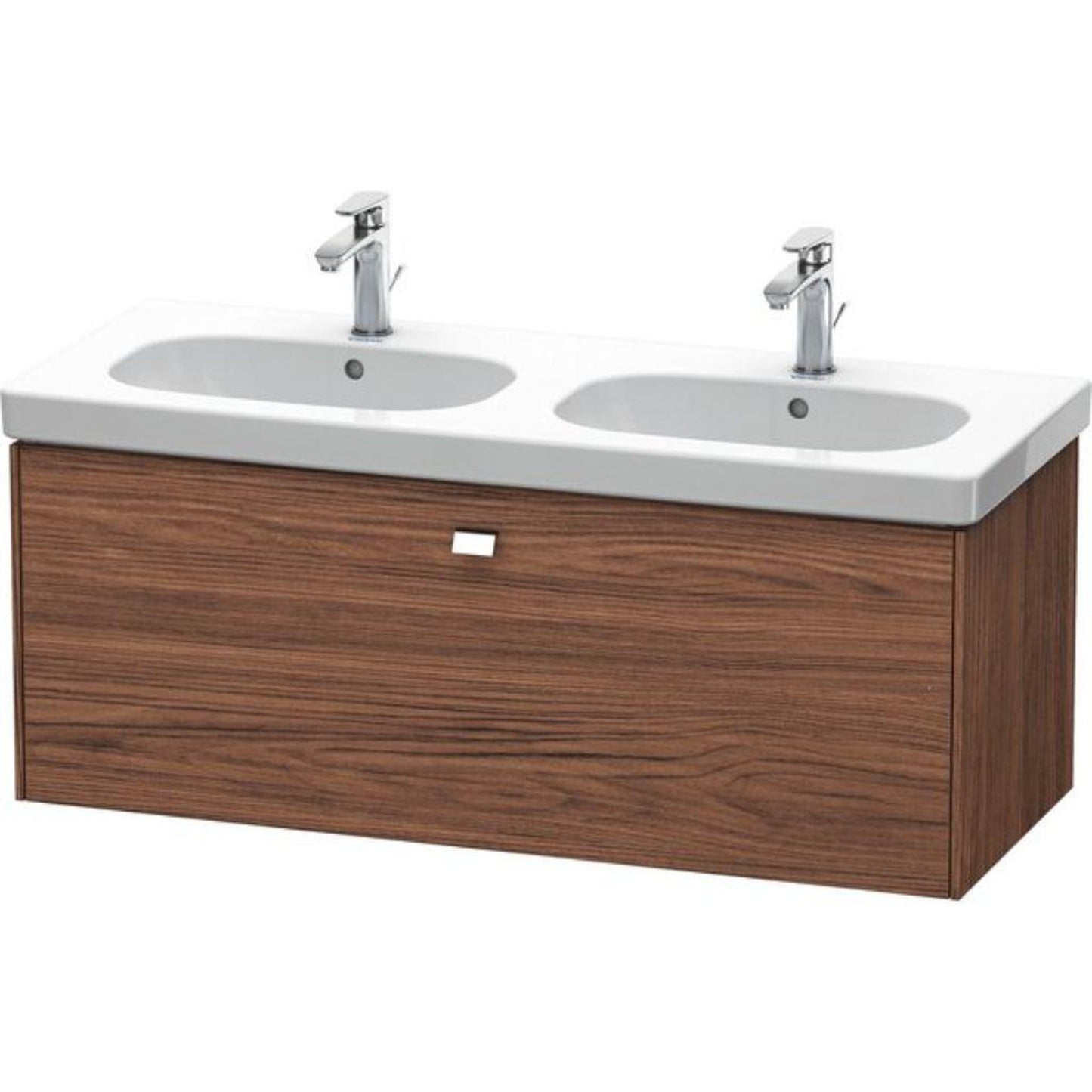 Duravit Brioso BR40480 46" x 18" x 18" One Drawer Wall-Mount Vanity Unit in Walnut Dark and Chrome Handle