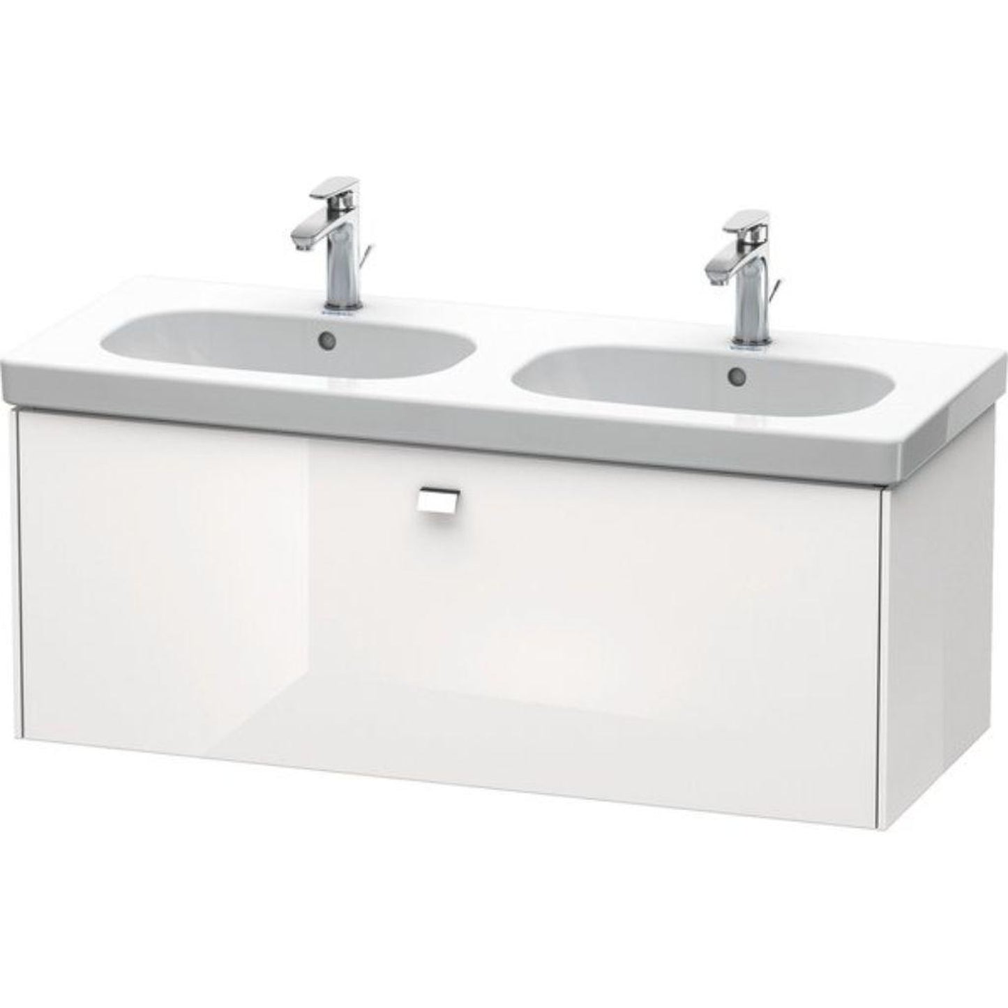 Duravit Brioso BR40480 46" x 18" x 18" One Drawer Wall-Mount Vanity Unit in White High Gloss and Chrome Handle