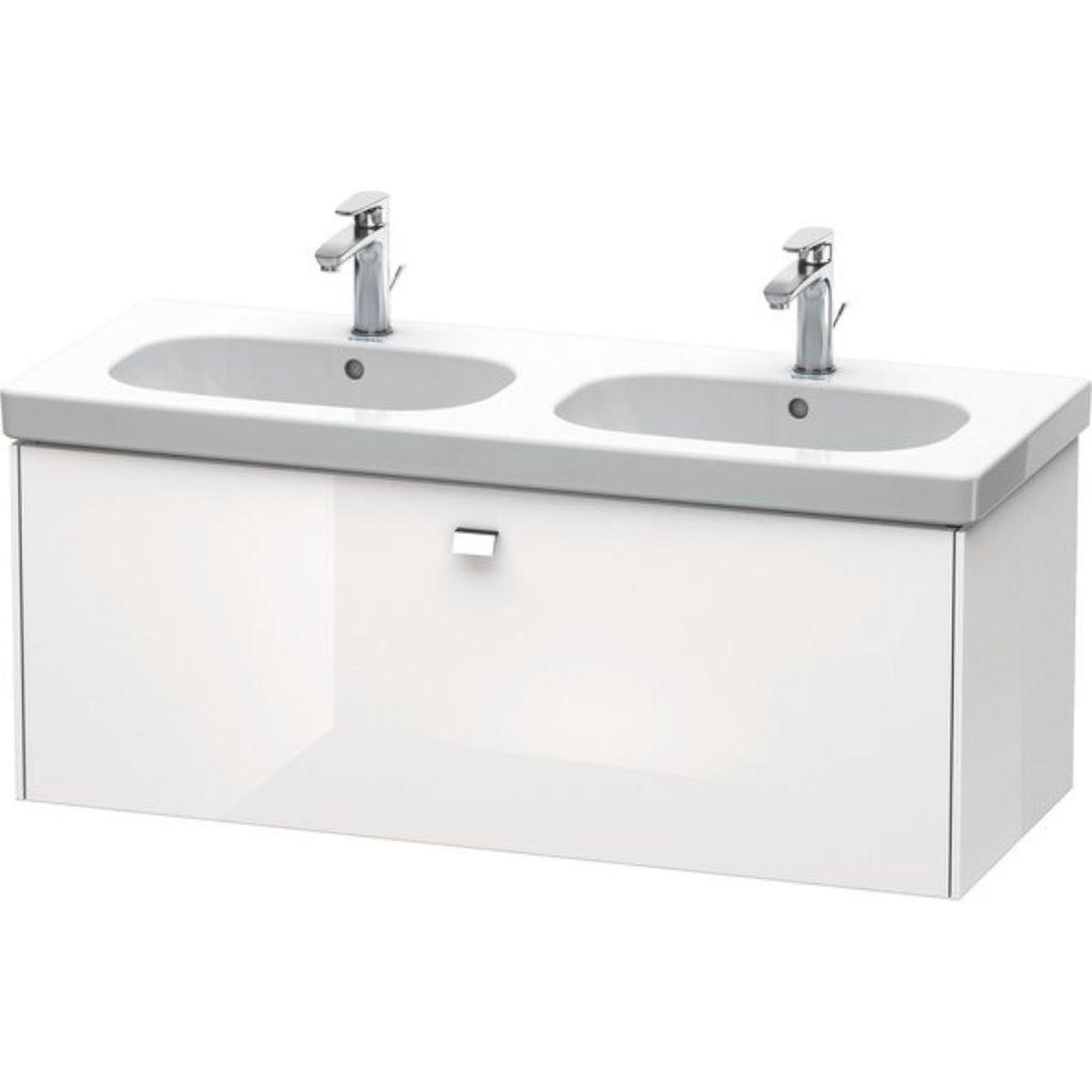 Duravit Brioso BR40480 46" x 18" x 18" One Drawer Wall-Mount Vanity Unit in White High Gloss and Chrome Handle