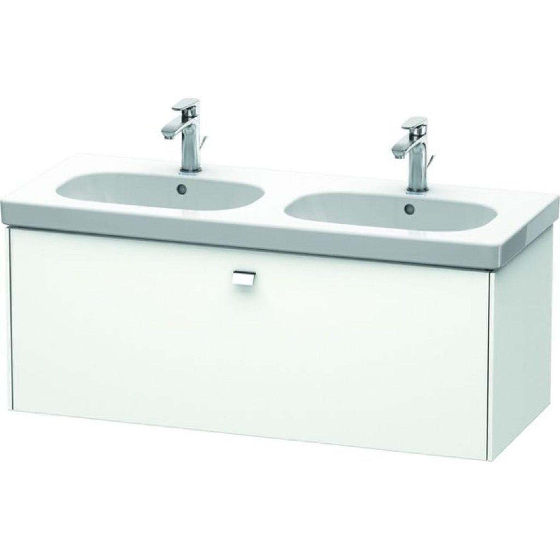 Duravit Brioso BR40480 46" x 18" x 18" One Drawer Wall-Mount Vanity Unit in White Matt and Chrome Handle