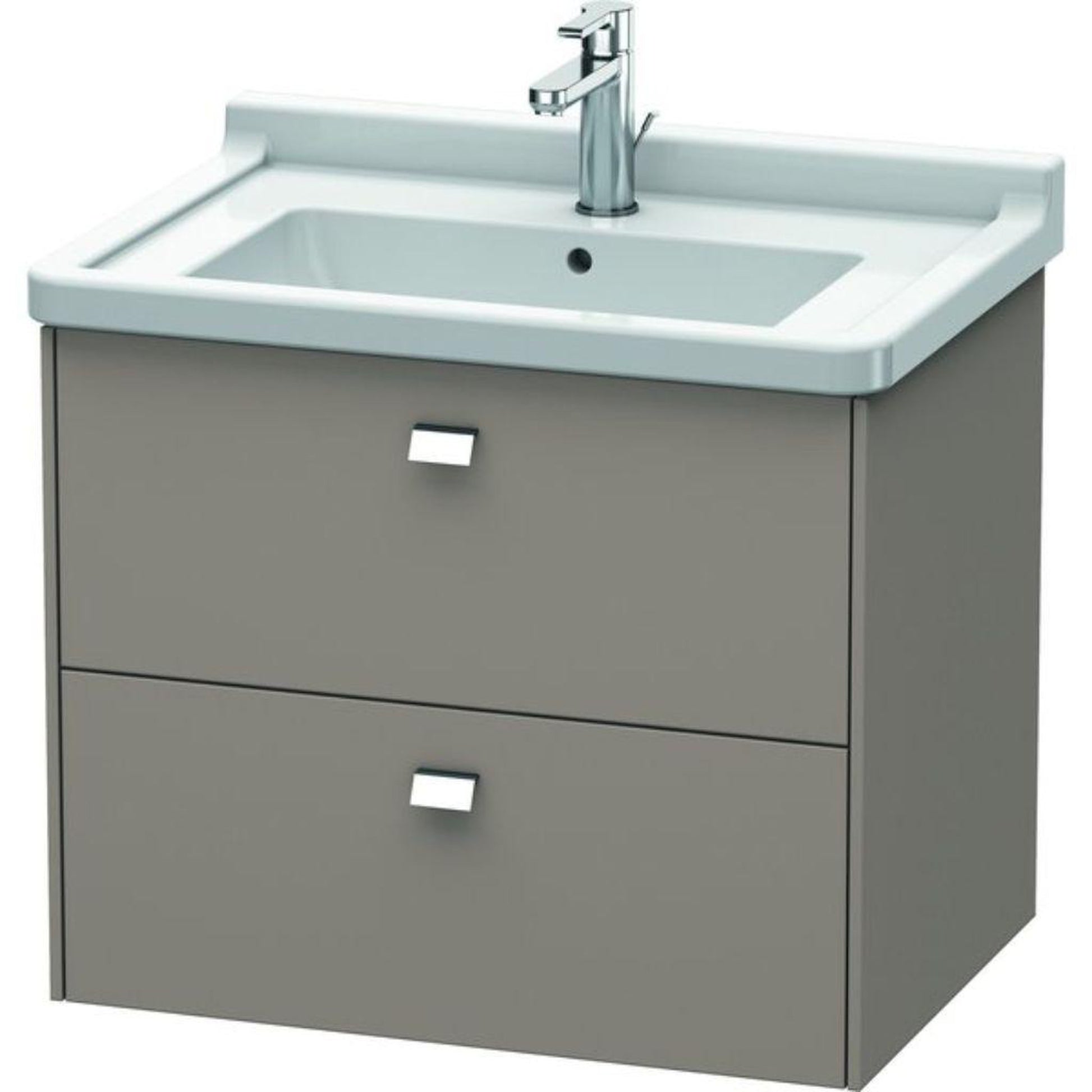 Duravit Brioso BR41410 26" x 22" x 18" Two Drawer Wall-Mount Vanity Unit in Basalt Matt and Chrome Handle