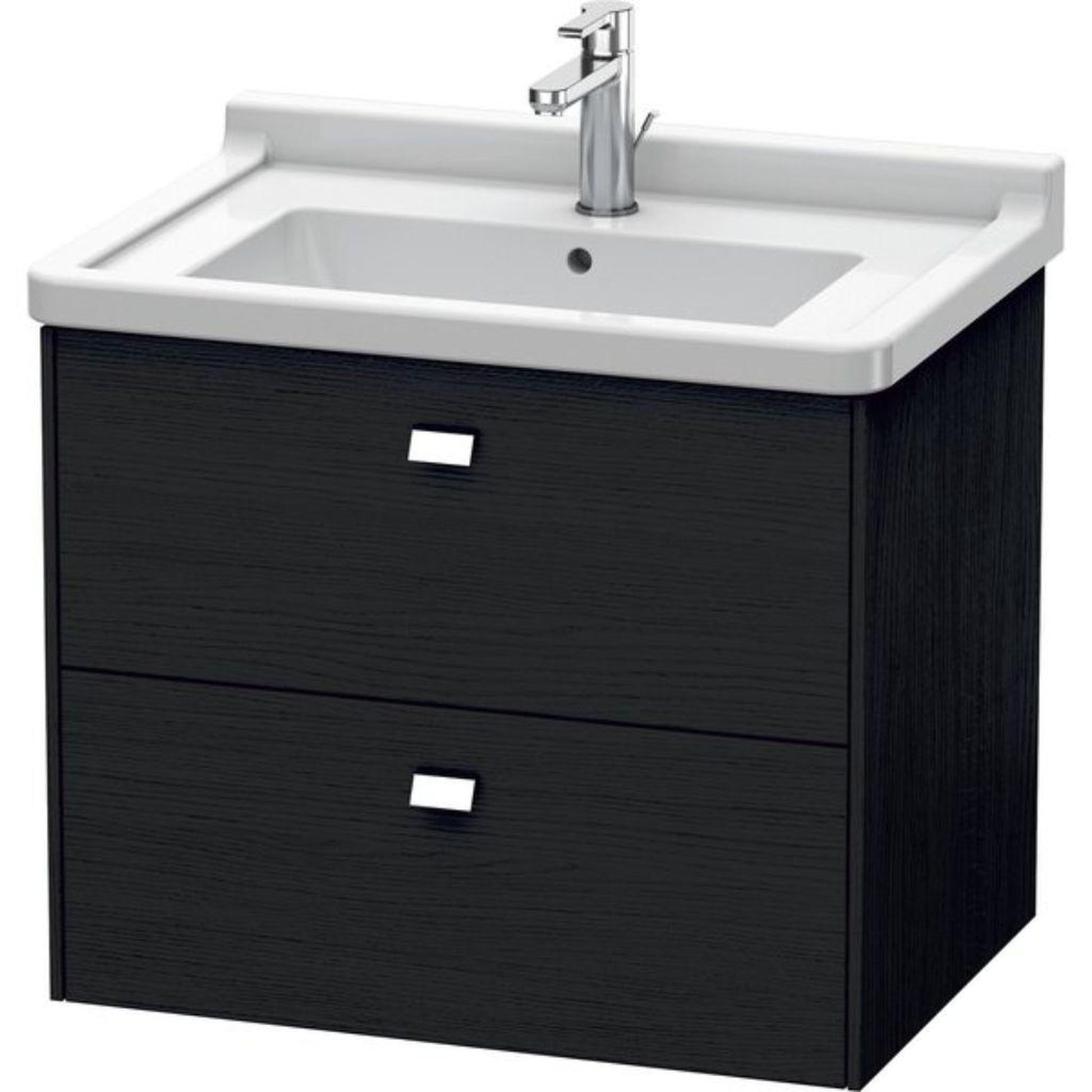Duravit Brioso BR41410 26" x 22" x 18" Two Drawer Wall-Mount Vanity Unit in Black Oak and Chrome Handle
