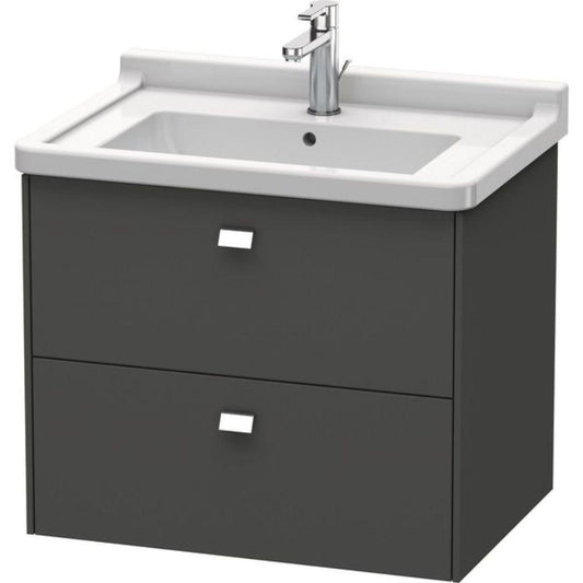 Duravit Brioso BR41410 26" x 22" x 18" Two Drawer Wall-Mount Vanity Unit in Graphite Matt and Chrome Handle