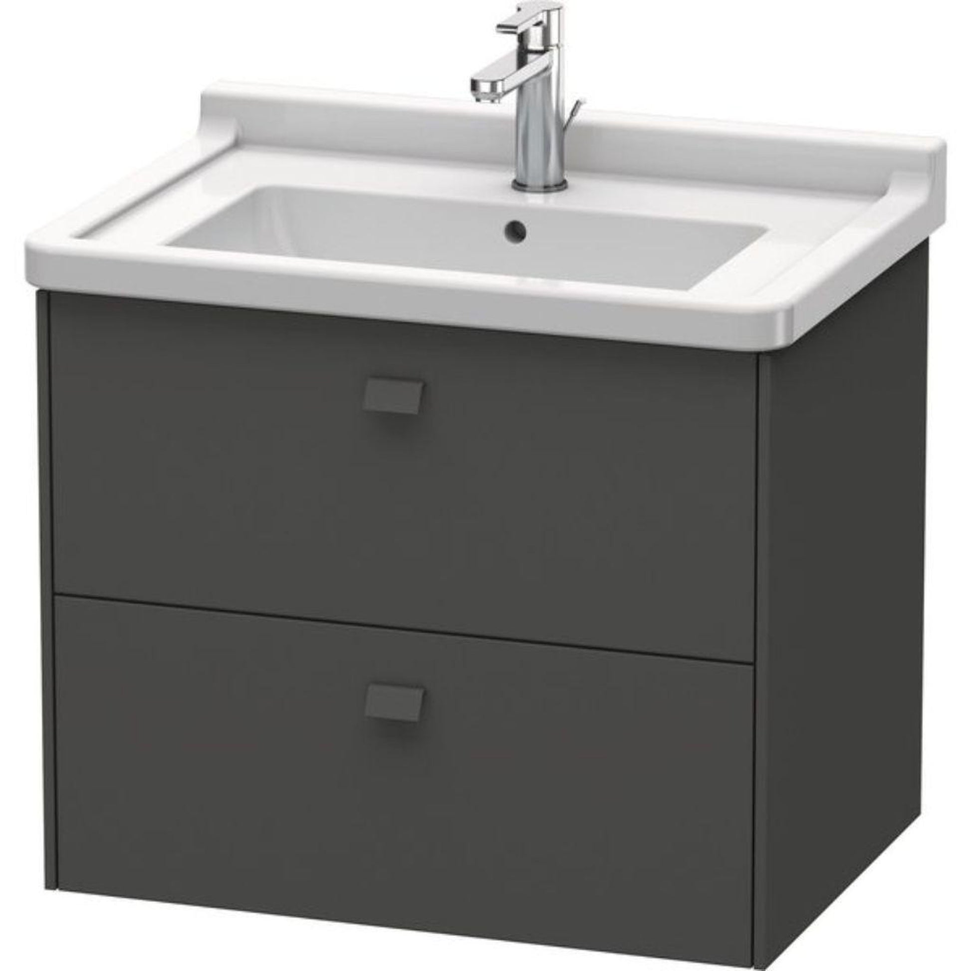 Duravit Brioso BR41410 26" x 22" x 18" Two Drawer Wall-Mount Vanity Unit in Graphite Matt