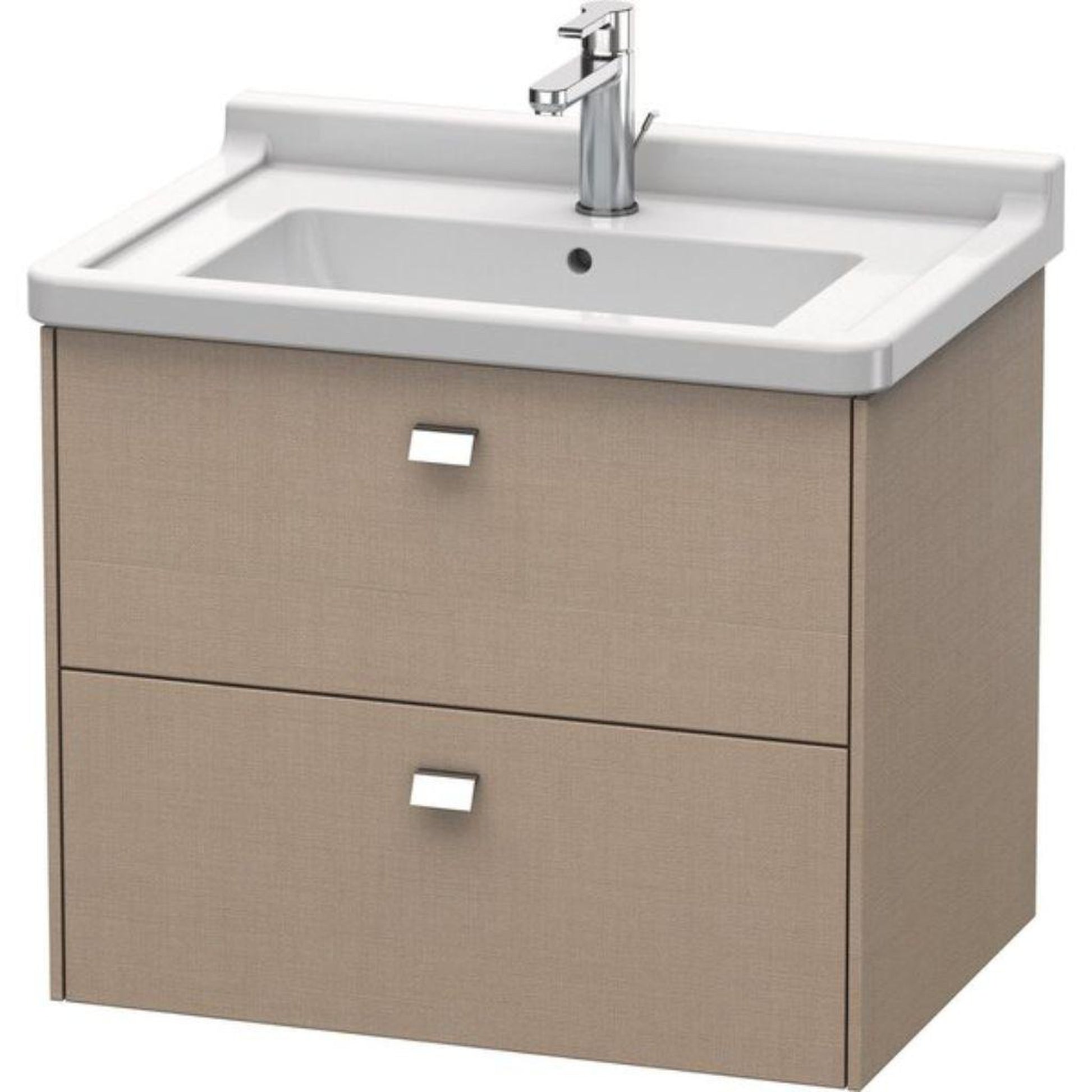 Duravit Brioso BR41410 26" x 22" x 18" Two Drawer Wall-Mount Vanity Unit in Linen and Chrome Handle