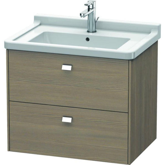 Duravit Brioso BR41410 26" x 22" x 18" Two Drawer Wall-Mount Vanity Unit in Oak Terra and Chrome Handle