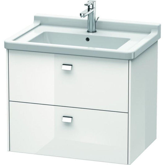 Duravit Brioso BR41410 26" x 22" x 18" Two Drawer Wall-Mount Vanity Unit in White High Gloss and Chrome Handle