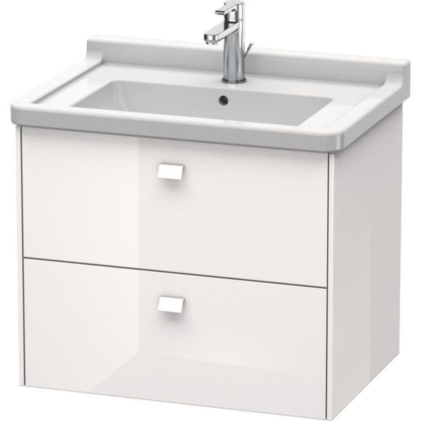 Duravit Brioso BR41410 26" x 22" x 18" Two Drawer Wall-Mount Vanity Unit in White High Gloss