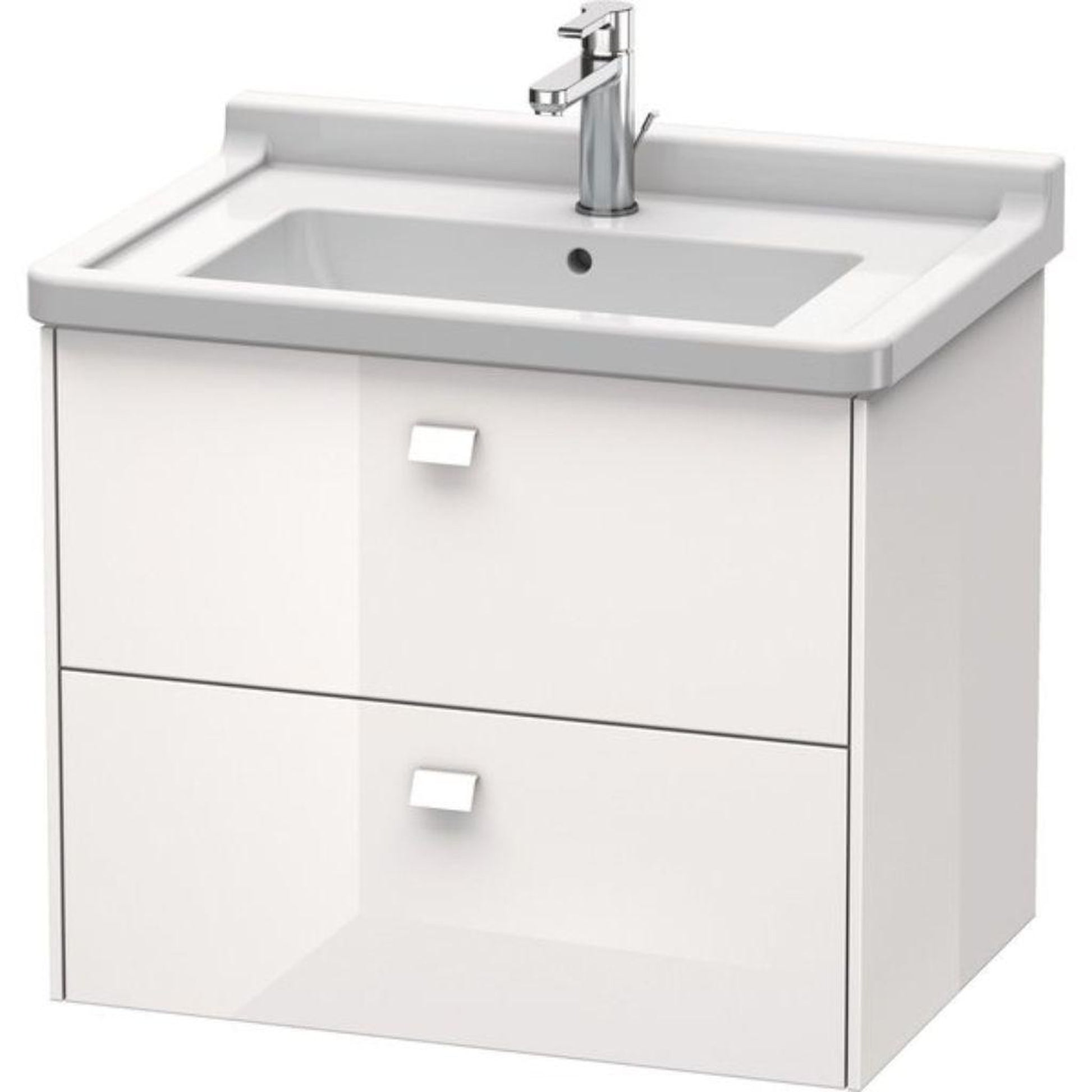 Duravit Brioso BR41410 26" x 22" x 18" Two Drawer Wall-Mount Vanity Unit in White High Gloss