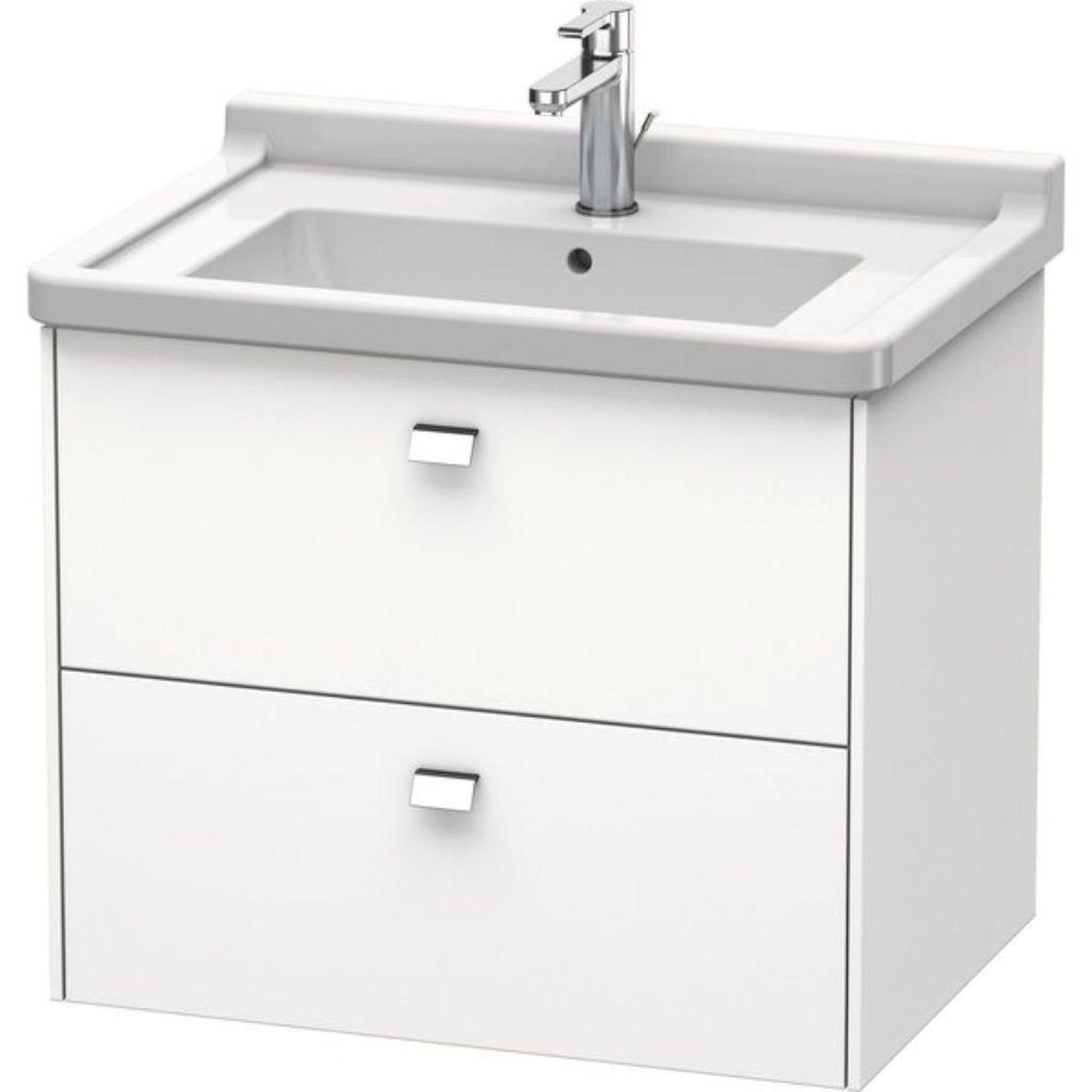 Duravit Brioso BR41410 26" x 22" x 18" Two Drawer Wall-Mount Vanity Unit in White Matt and Chrome Handle