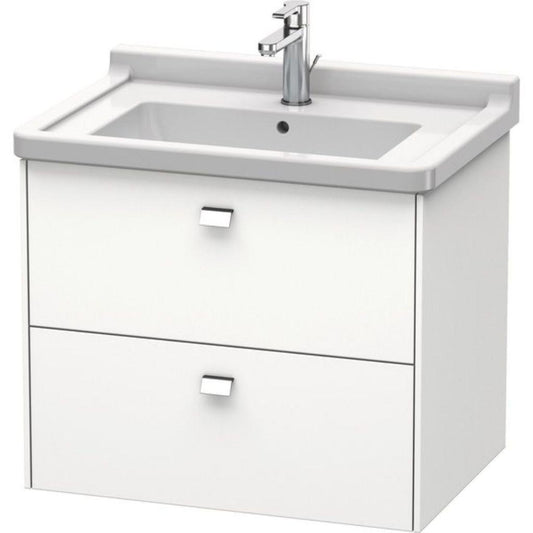 Duravit Brioso BR41410 26" x 22" x 18" Two Drawer Wall-Mount Vanity Unit in White Matt and Chrome Handle