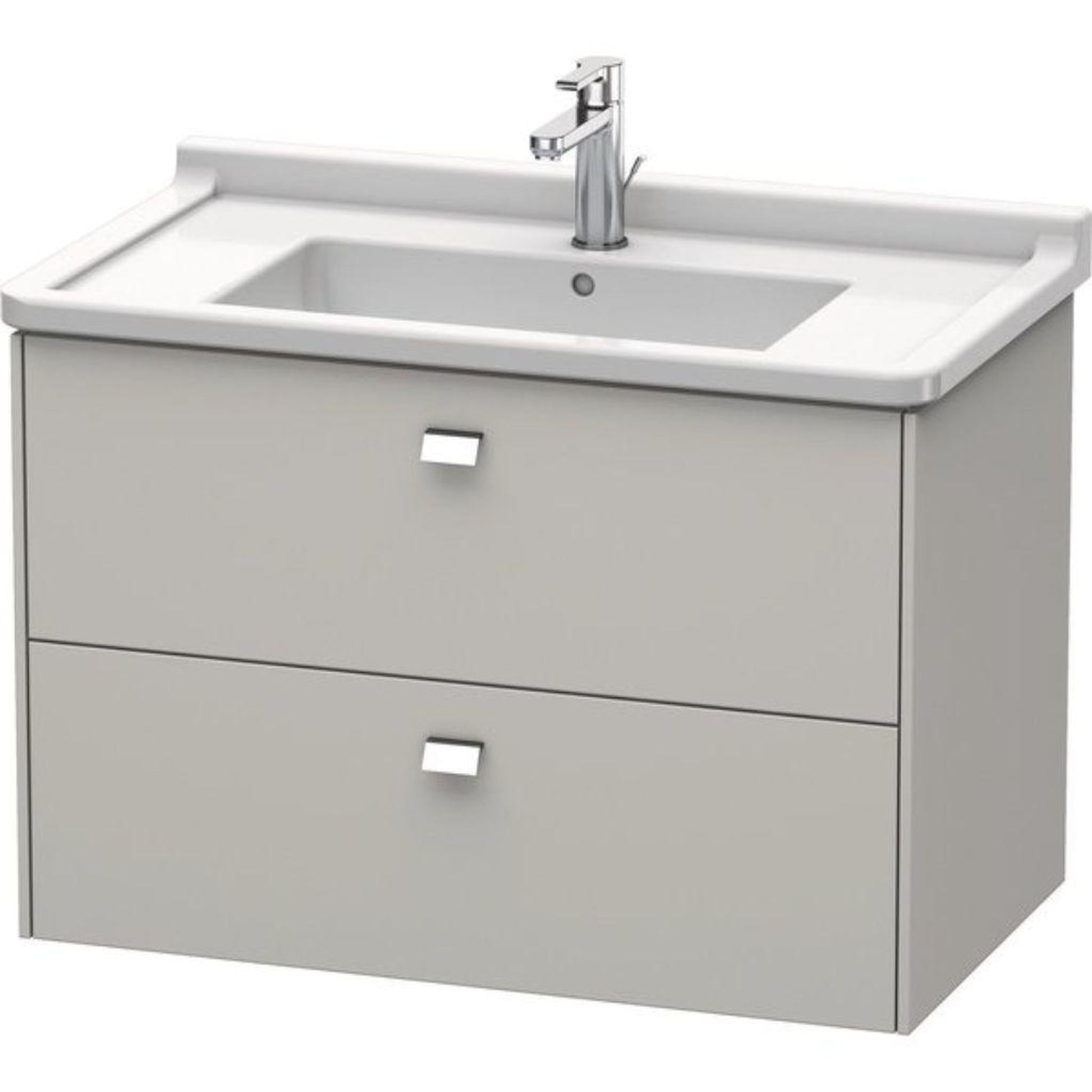 Duravit Brioso BR41420 32" x 22" x 18" Two Drawer Wall-Mount Vanity Unit in Concrete Grey Matt and Chrome Handle