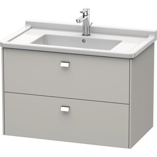 Duravit Brioso BR41420 32" x 22" x 18" Two Drawer Wall-Mount Vanity Unit in Concrete Grey Matt and Chrome Handle