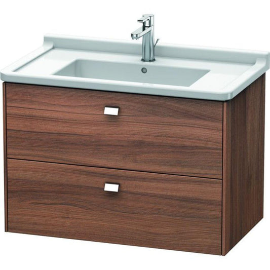 Duravit Brioso BR41420 32" x 22" x 18" Two Drawer Wall-Mount Vanity Unit in Natural Walnut and Chrome Handle