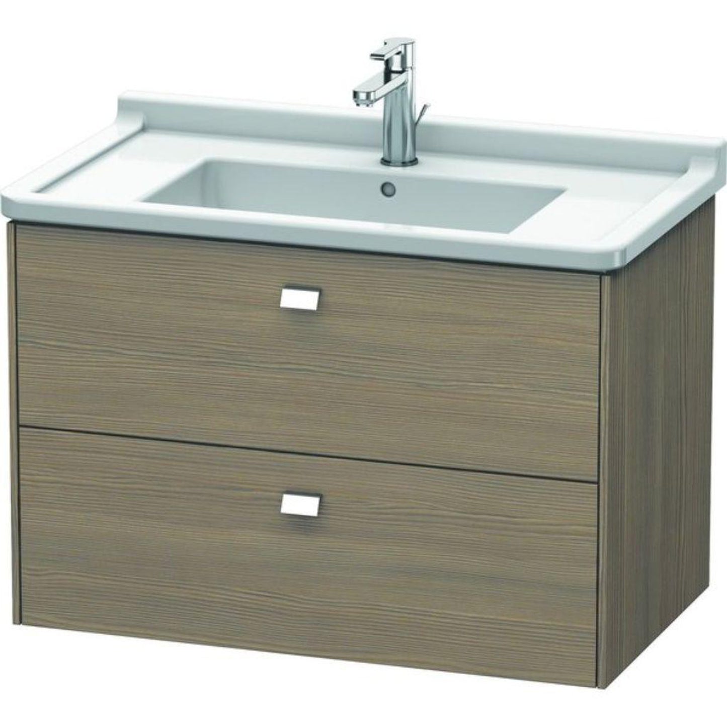 Duravit Brioso BR41420 32" x 22" x 18" Two Drawer Wall-Mount Vanity Unit in Oak Terra and Chrome Handle