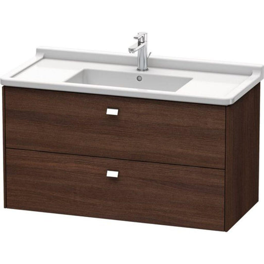 Duravit Brioso BR41430 40" x 22" x 18" Two Drawer Wall-Mount Vanity Unit in Chestnut Dark and Chrome Handle