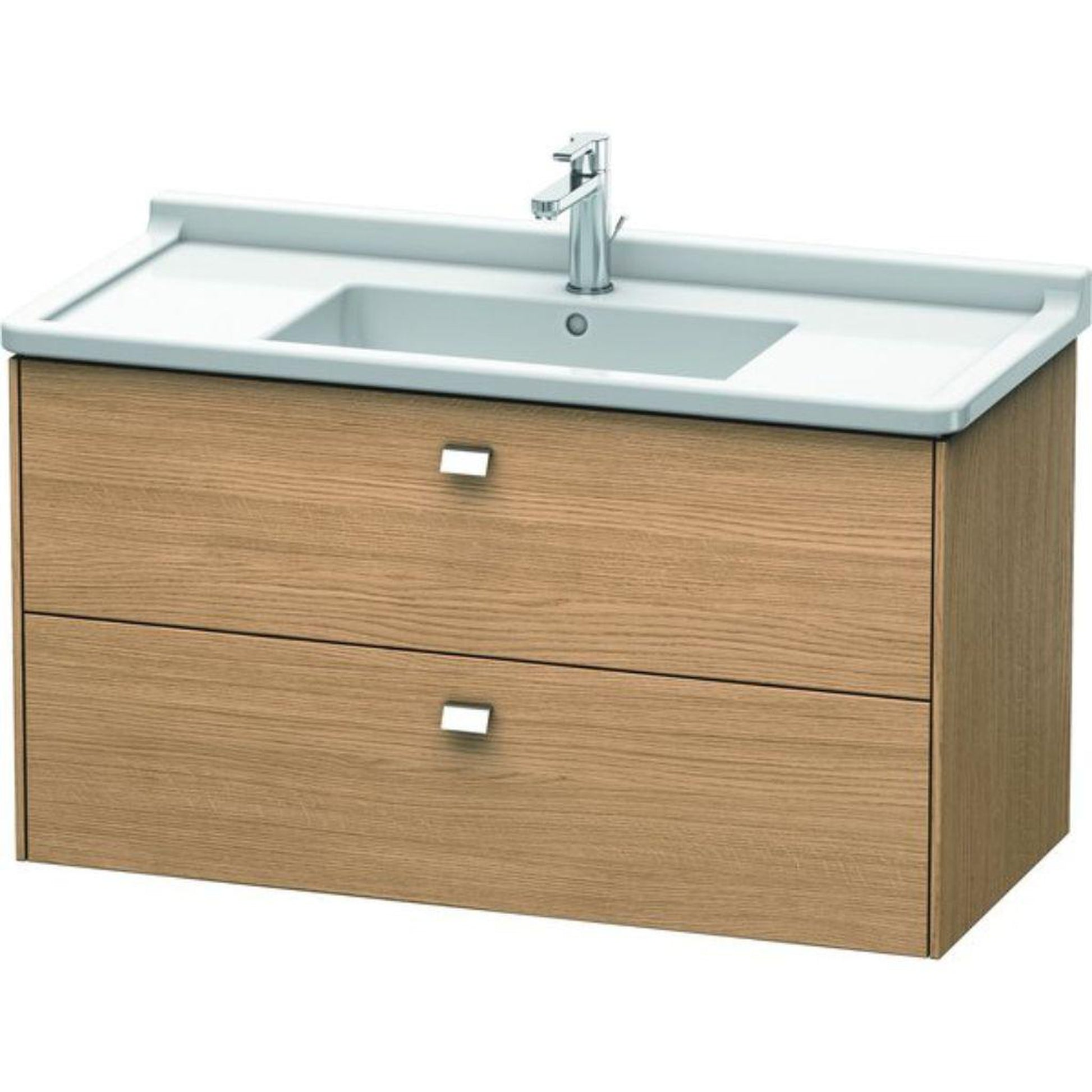 Duravit Brioso BR41430 40" x 22" x 18" Two Drawer Wall-Mount Vanity Unit in European Oak and Chrome Handle