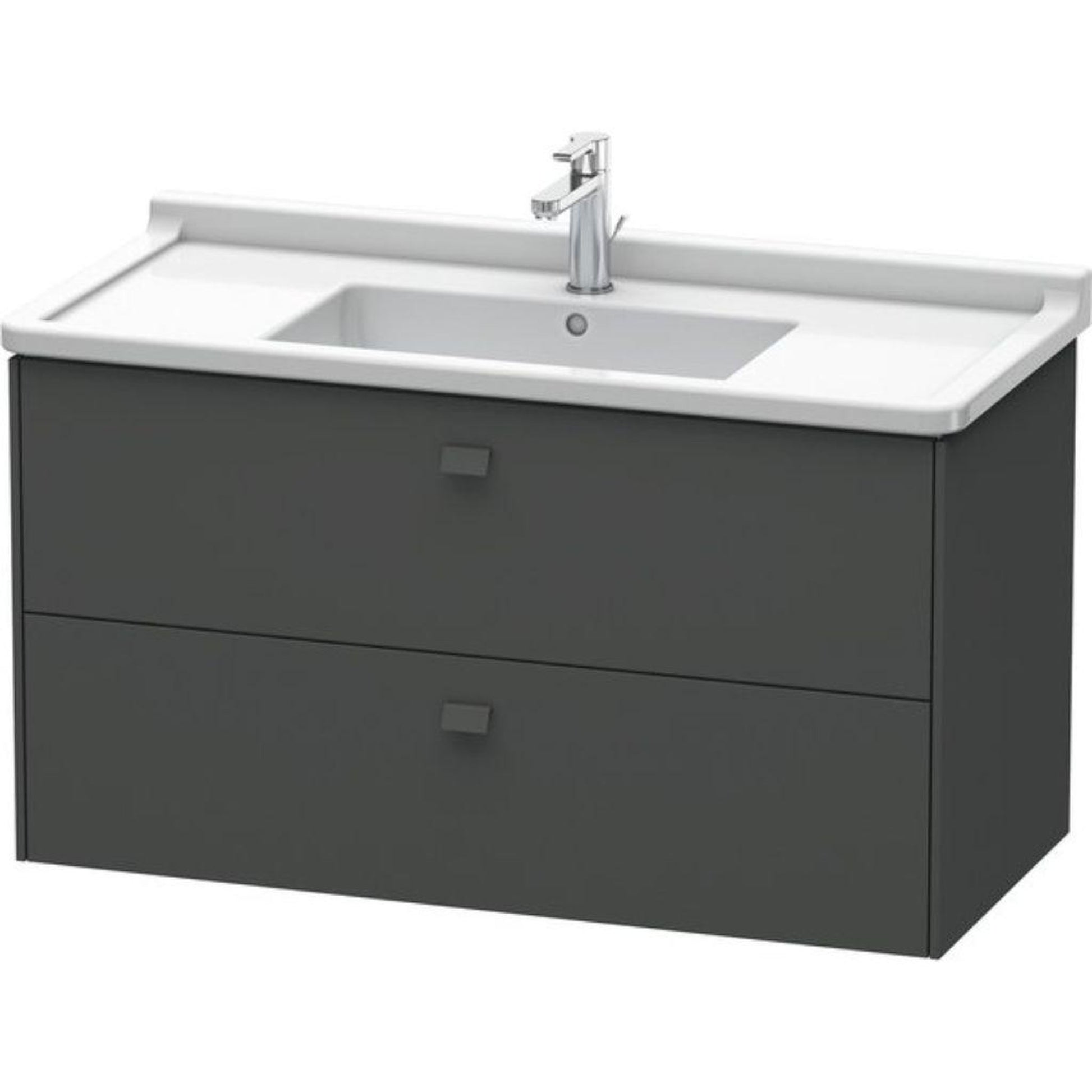 Duravit Brioso BR41430 40" x 22" x 18" Two Drawer Wall-Mount Vanity Unit in Graphite Matt