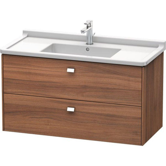 Duravit Brioso BR41430 40" x 22" x 18" Two Drawer Wall-Mount Vanity Unit in Natural Walnut and Chrome Handle