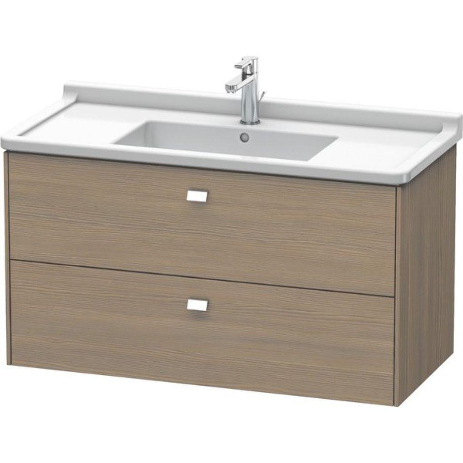 Duravit Brioso BR41430 40" x 22" x 18" Two Drawer Wall-Mount Vanity Unit in Oak Terra and Chrome Handle