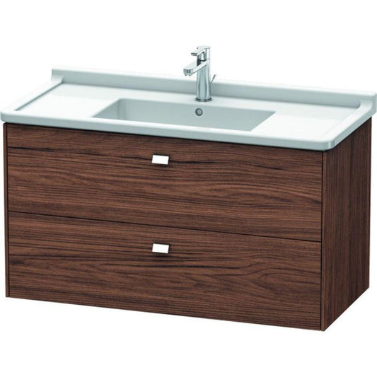 Duravit Brioso BR41430 40" x 22" x 18" Two Drawer Wall-Mount Vanity Unit in Walnut Dark and Chrome Handle