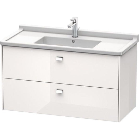 Duravit Brioso BR41430 40" x 22" x 18" Two Drawer Wall-Mount Vanity Unit in White High Gloss and Chrome Handle