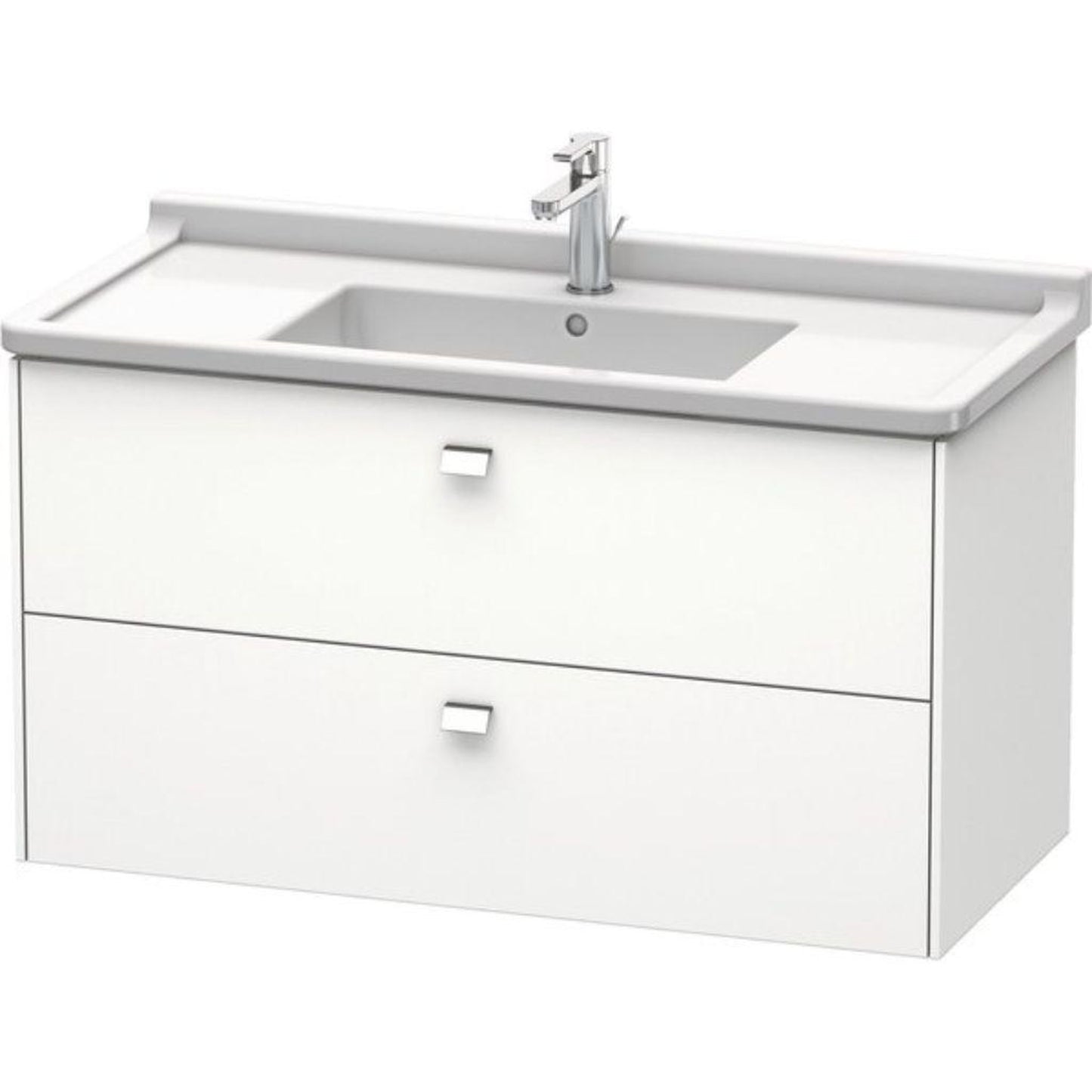 Duravit Brioso BR41430 40" x 22" x 18" Two Drawer Wall-Mount Vanity Unit in White Matt and Chrome Handle