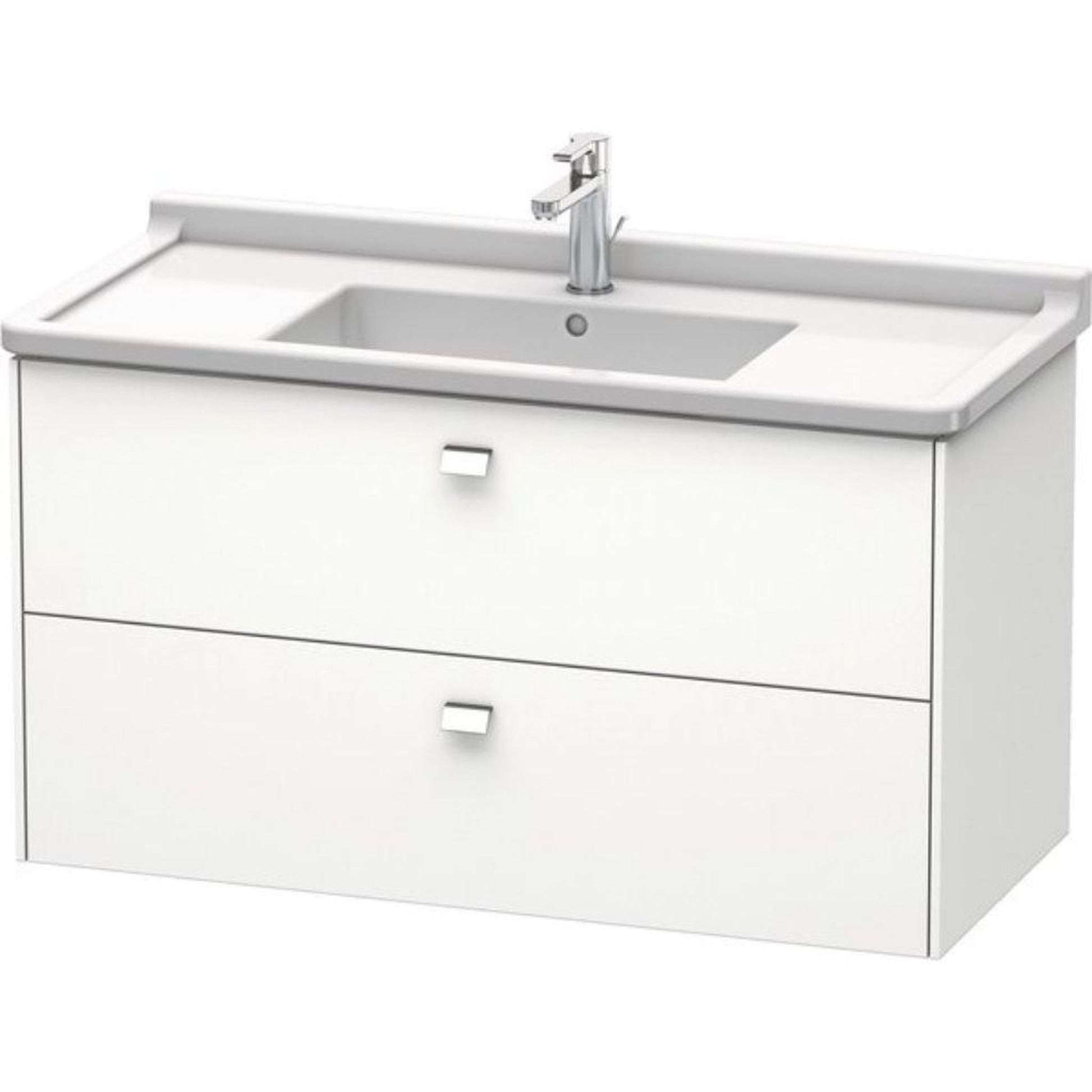 Duravit Brioso BR41430 40" x 22" x 18" Two Drawer Wall-Mount Vanity Unit in White Matt and Chrome Handle